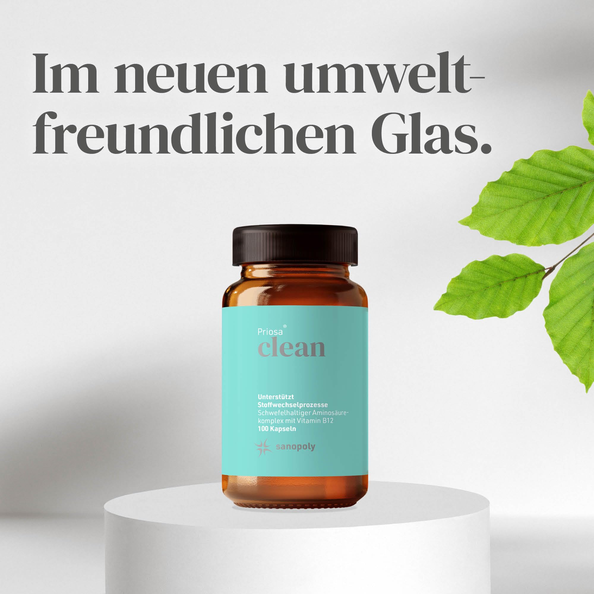Priosa® CLEAN – Aminosäuren- & Schwefel-Komplex mit Vitamin B12, 100 Kapseln I Vitalstoff-Mix & Schwefel-Lieferant I Mit L-Methionin, L-Cystein, MSM, & B-Vitamine I Vegan