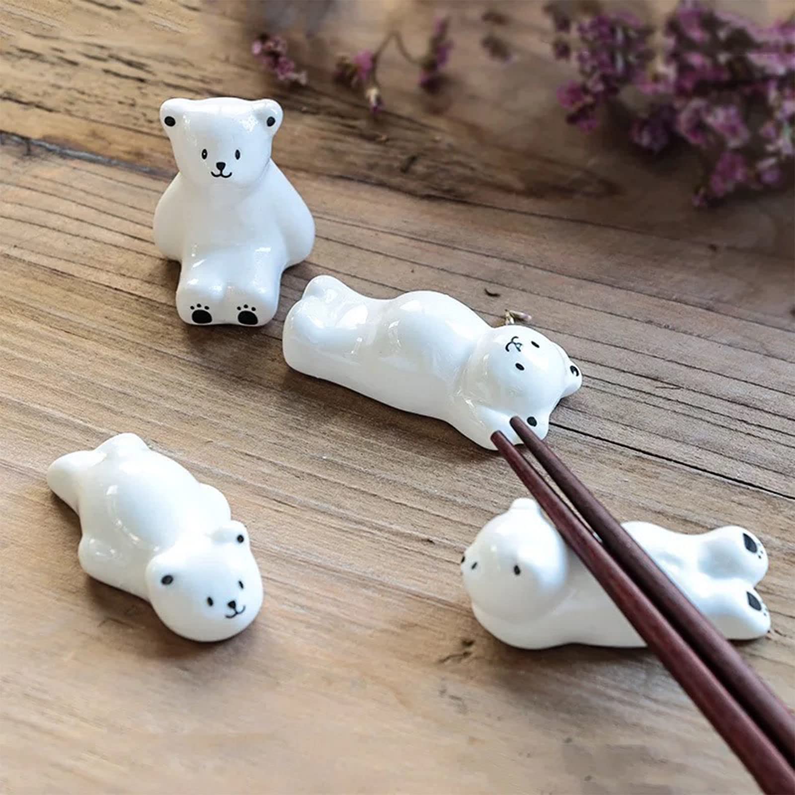 Supporto per poggia Bacchette in Ceramica e Porcellana a Forma di Simpatico Orso, per Decorazioni di Interni