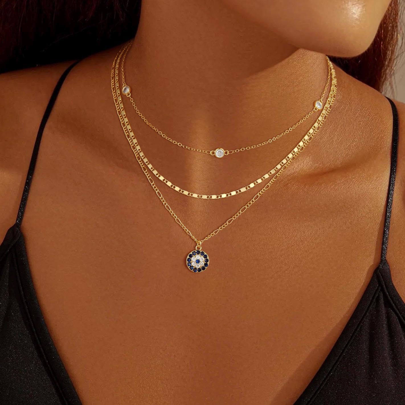 Gold Necklace for Women 14K Gold Plated Layered Necklaces Dainty Pendant Necklace Cute Stack Necklaces Set Fashion Jewelry Gift for Her - Image 3