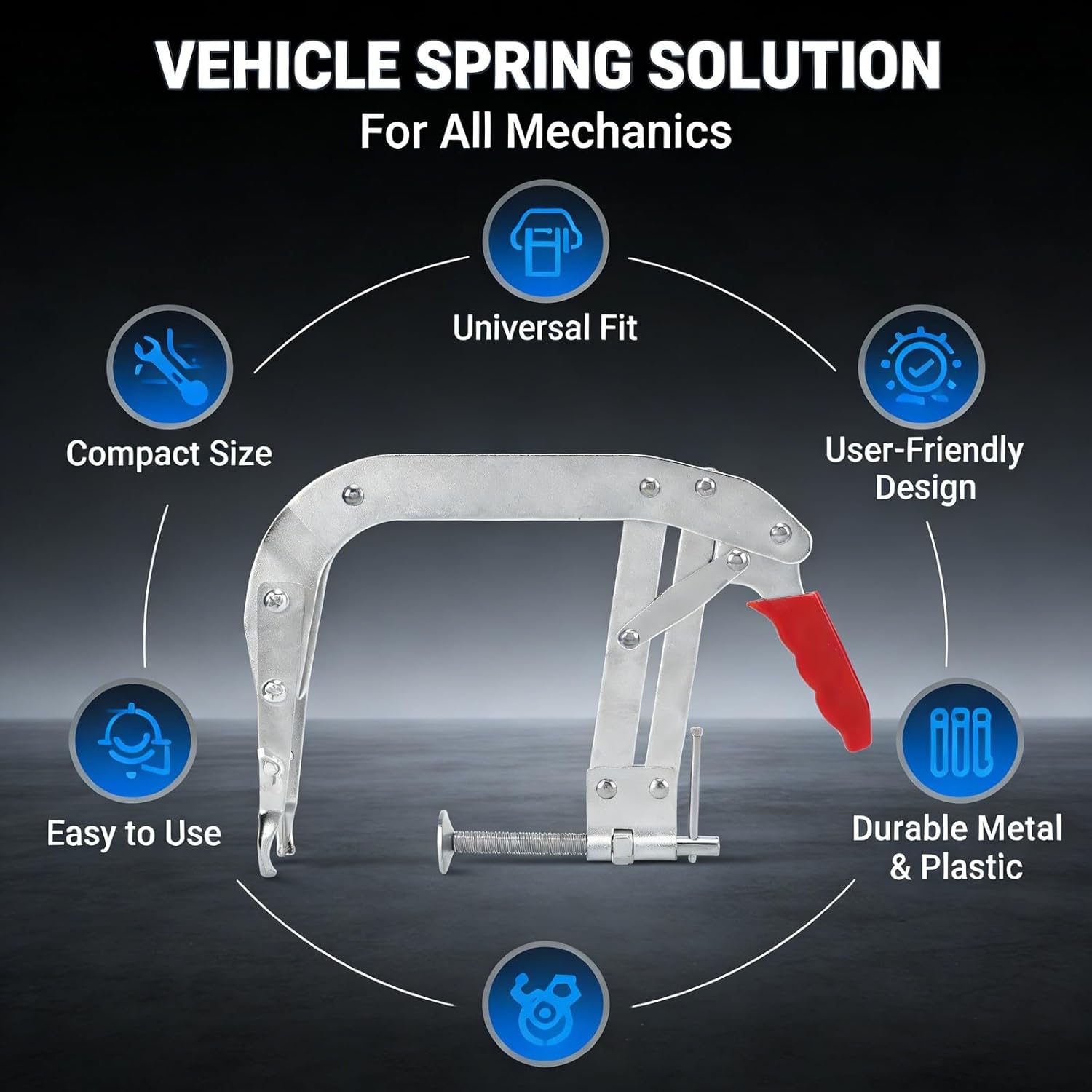 8in Valve Spring Compressor, Universal Engine Valve Train Tool, Two Way Adjustment - Ergonomic Grip, Compressor, Ideal for Small to Medium Engines