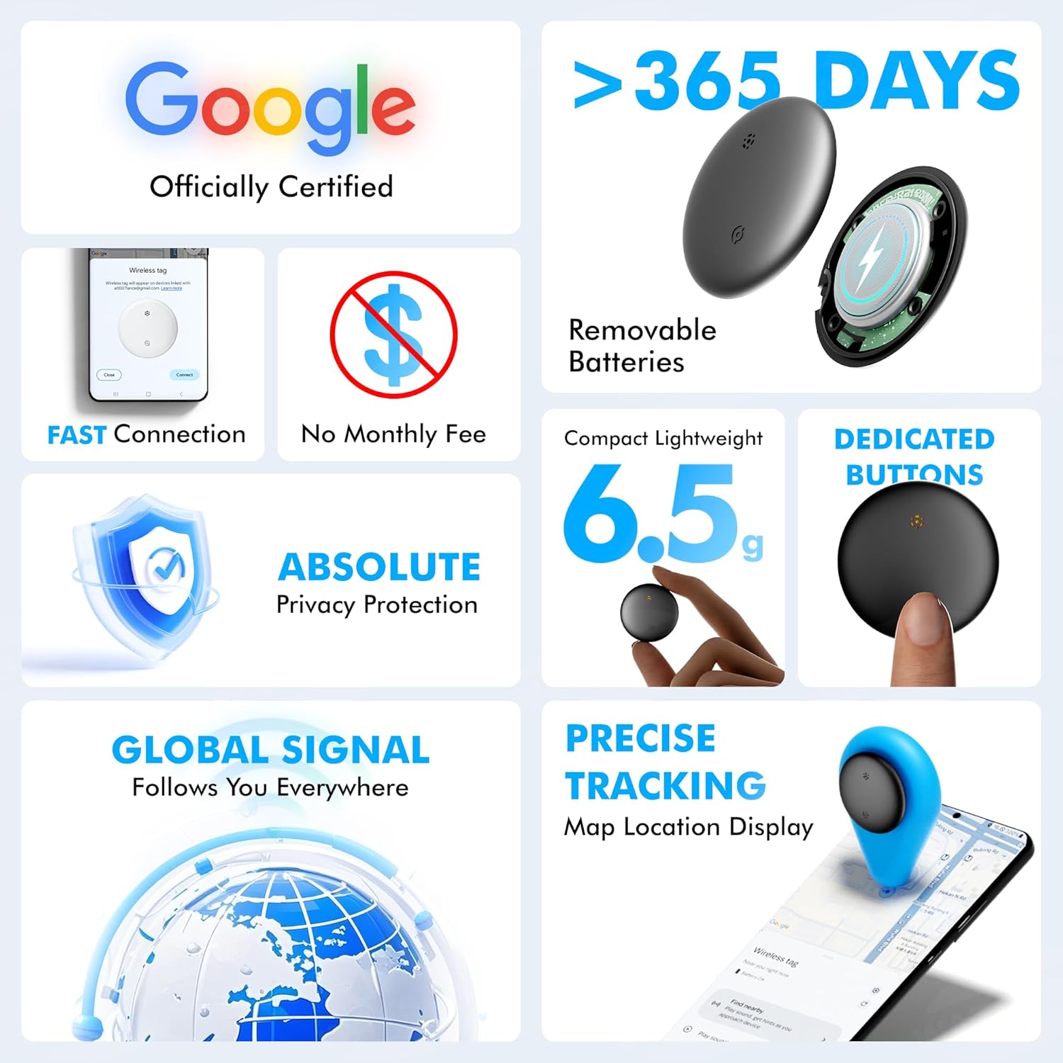 Air Tracker Tags 4 Pack for Android with Case- Bluetooth GPS Tracker Item Finder for Key, Wallet, Luggage - Works with Google Find Hub, IP66 Waterproof, Smart Tag for Android & Samsung Phones(Black) - Image 3