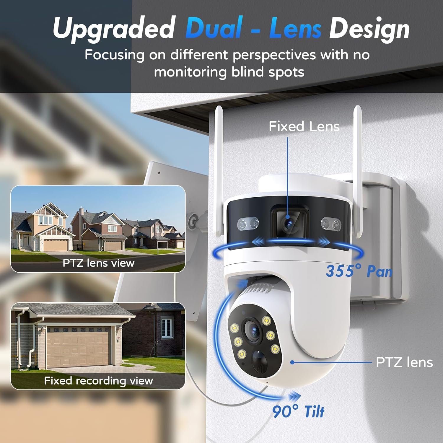 4G LTE Cellular Solar Security Camera Wireless Outdoor: Dual-Lens Cámara, Pan and Tilt, 360° Live View, with SIM Card and 32GB SD Card, No WiFi, 2K Color Night Vision, 2 Way Talk, PIR Motion - Image 4