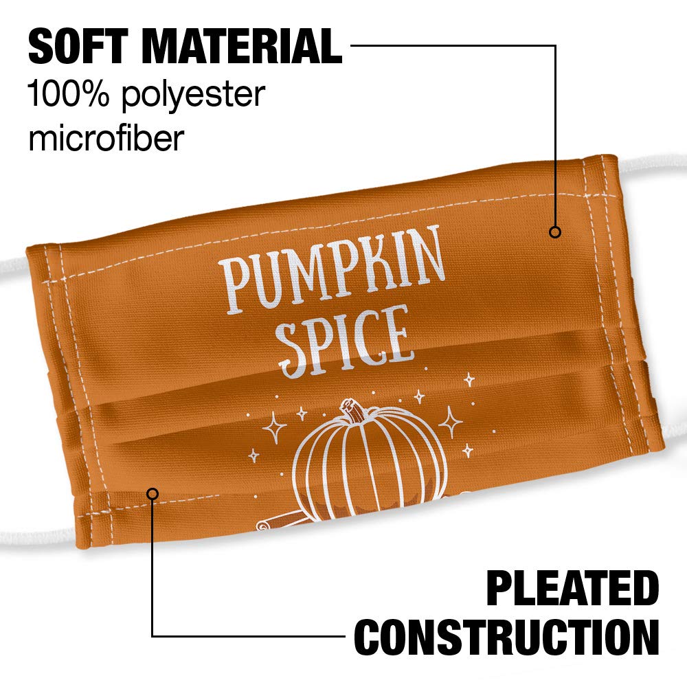 Popfunk Pumpkin Spice Everything 1-Ply Reusable Face Mask Covering with Adjustable Nose Wire, Unisex