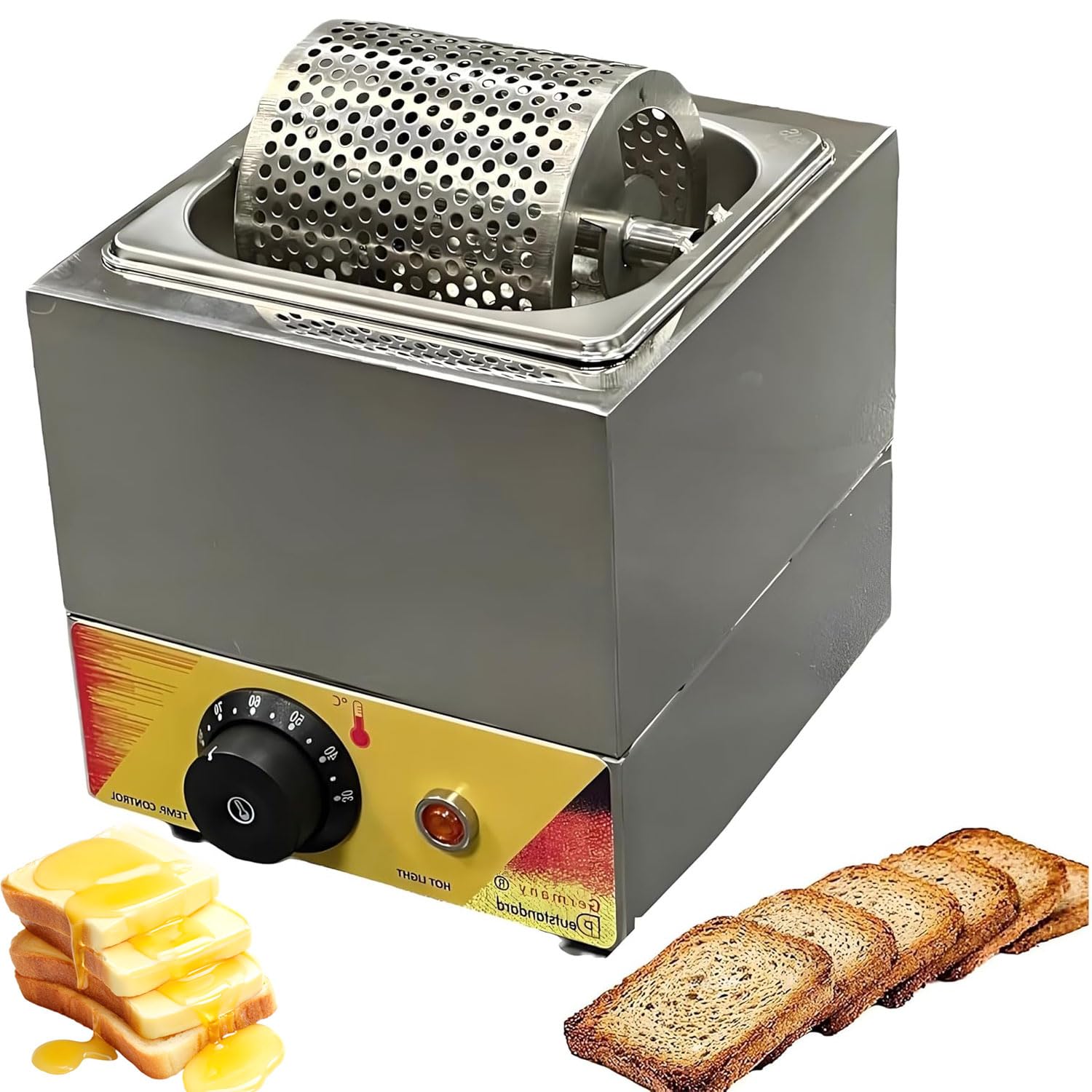 Eoweiot Butter Melting Warmer, Stainless Steel Spreader Wheel, 360 Even Spread, Adjustable Temp 30-80°C, Electric Melting Machine