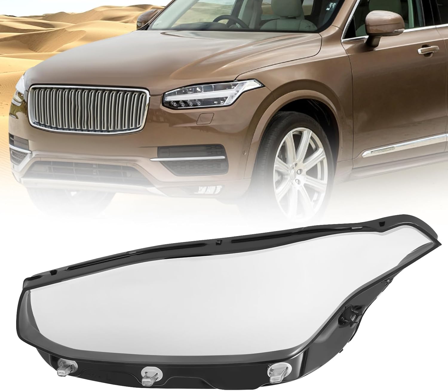 Headlight Headlamp Lens Cover Left Side for 2015 2016 2017 2018 2019 2020 2021 2022 Volvo XC90 Direct Replacement Headlight Clear Lens Cover