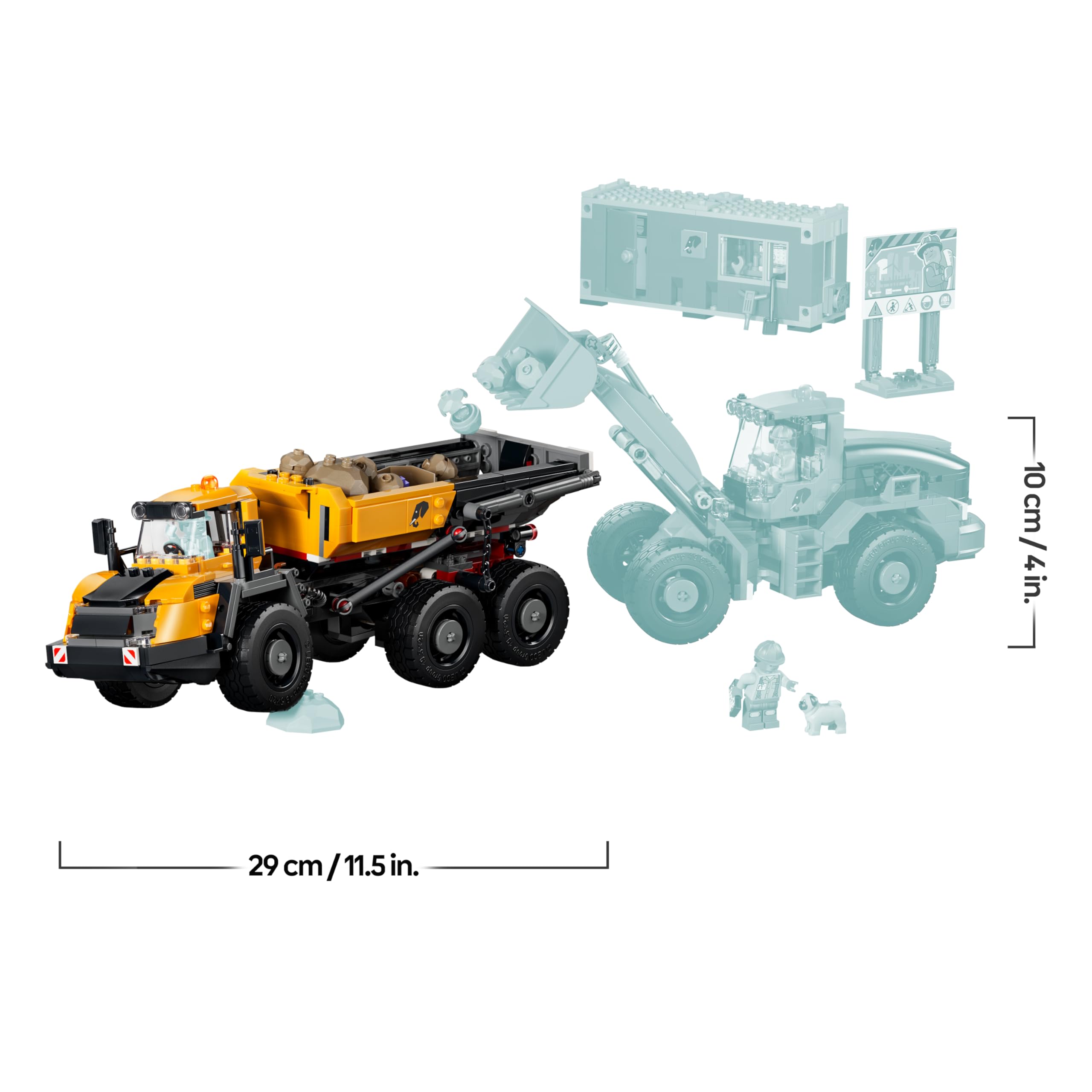 LEGO City Kipplaster und Schaufellader Spielzeuge - Baustellenfahrzeuge mit funktionierenden Funktionen und 3 Minifiguren - STEM Geburtstagsgeschenk für Jungen ab 8 Jahren - 60494