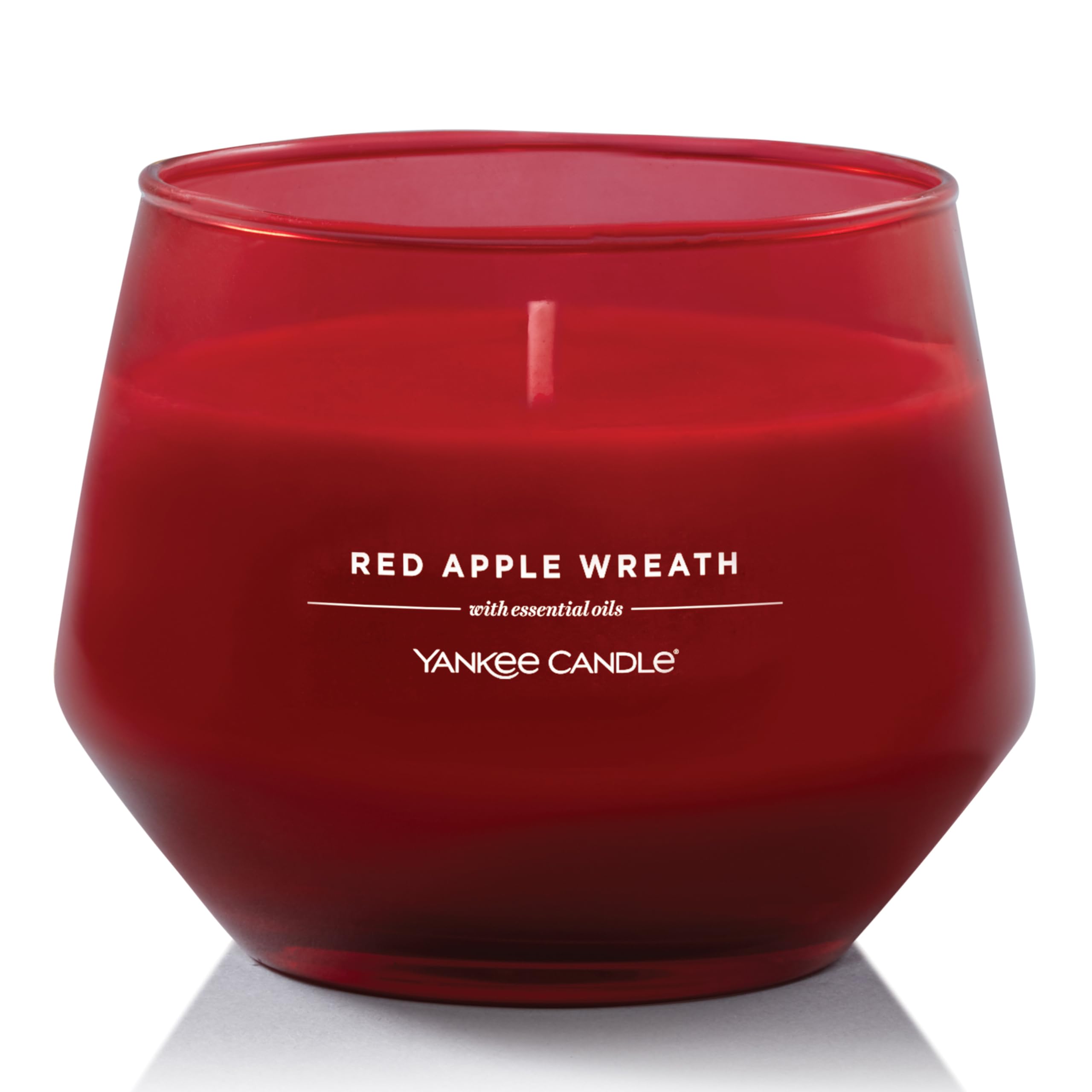 Yankee Candle Świeca zapachowa studyjna | Średnia świeca wieniec z czerwonym jabłkiem | Długie świece: 35-50 godzin | Stylowy projekt szklanego naczynia z czerwonym woskiem | Idealne prezenty dla