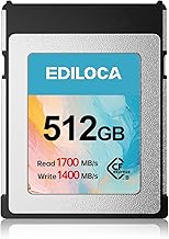 Carte mémoire CFexpress Type B Ediloca EF5 512 Go (1 700 Mo/s en Lecture, 1 400 Mo/s en écriture), Format RAW 8K, Compatible avec Les appareils Photo Reflex numériques/XQD