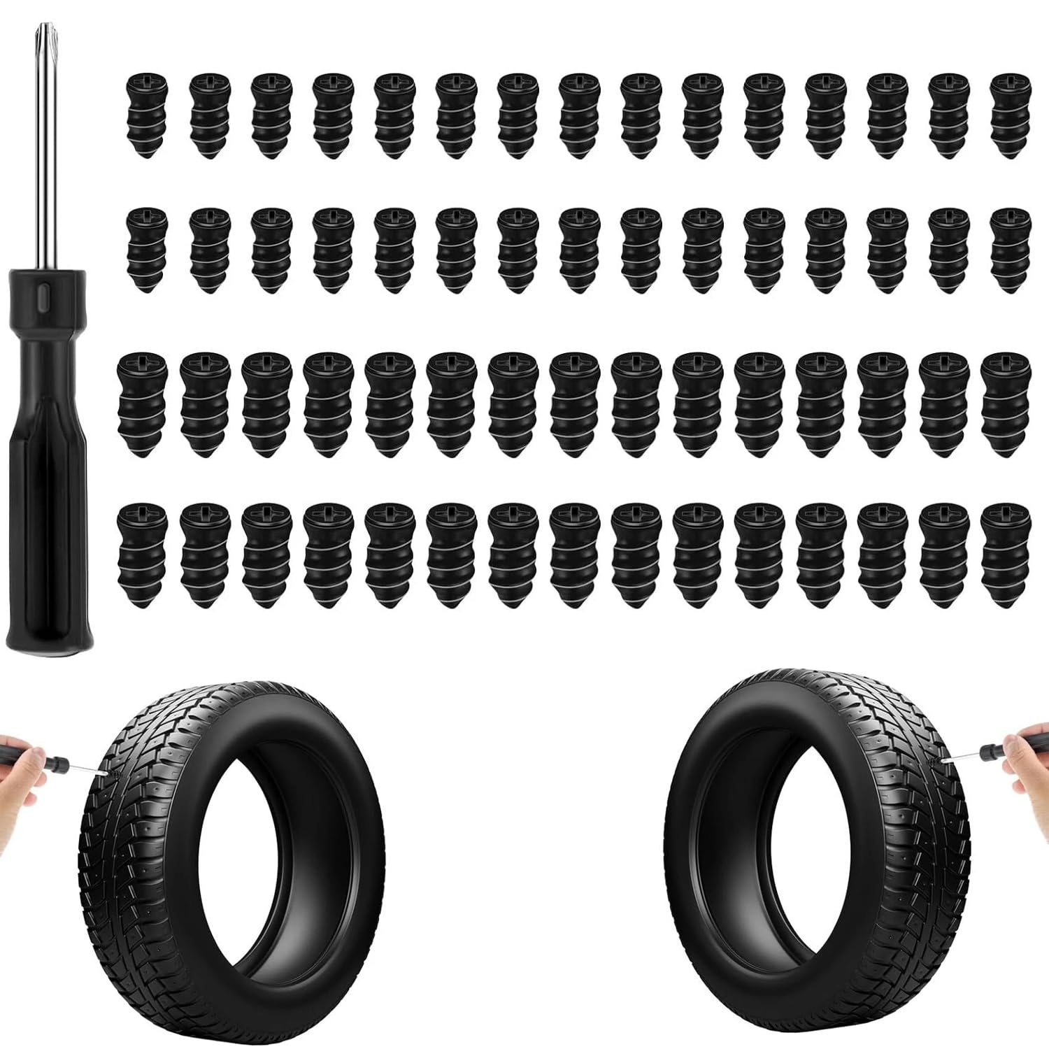 40Pcs Tire Repair Rubber Nail with Screwdriver, Tire Plug Repair Kit,Suitable for Car Motorcycle Jeep Tire Puncture Repair(US Shiping)