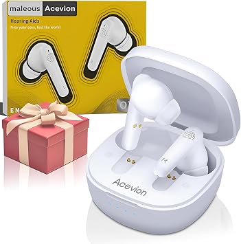 Hearing Aids for Seniors | Rechargeable OTC | Fashionable | Pro-Level Not Amplifier | 24-Channel DSP | 90% Feedback Suppression | 100-Hr Battery | Japanese Design | Touch Control Beige White
