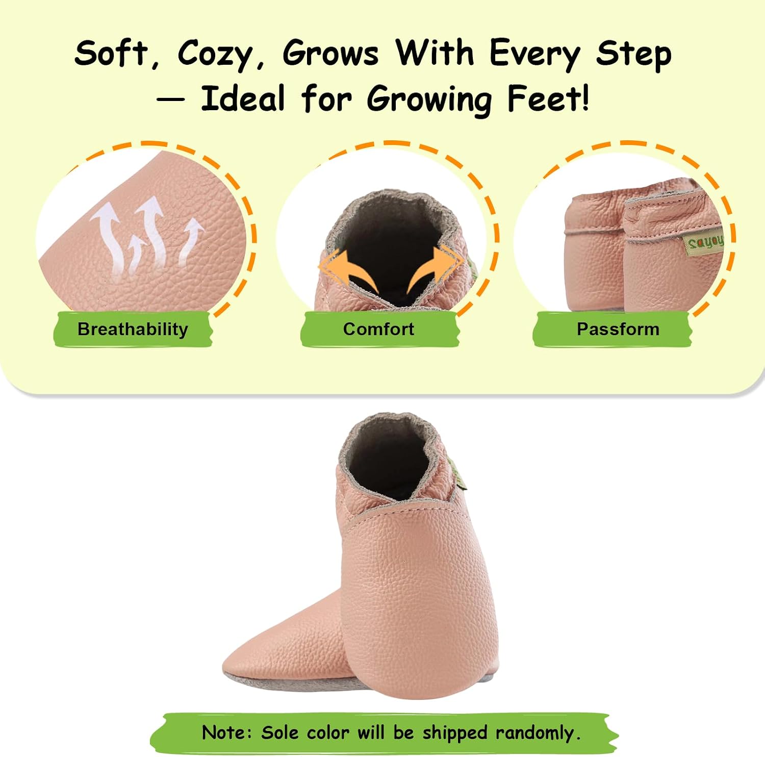 SAYOYO Baby First Walking Shoes Soft Sole Slip-Resistant Leather Slippers Toddler Slip-On Infant Moccasins for Girls Boys