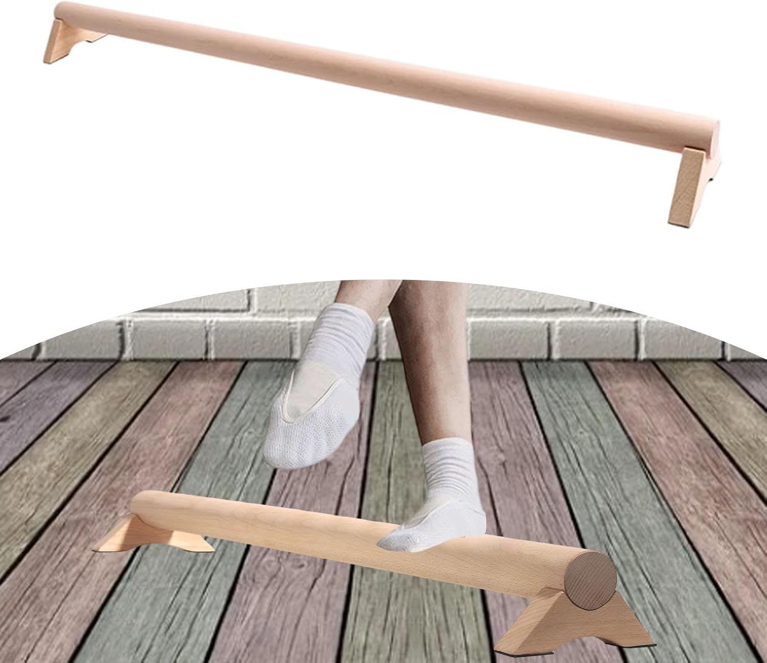Wooden Balance Beam for Kids & Beginners, 100cm (39.4 inch) Gymnastics Floor Beam for Indoor & Outdoor Leaps, Jumps, Handstands