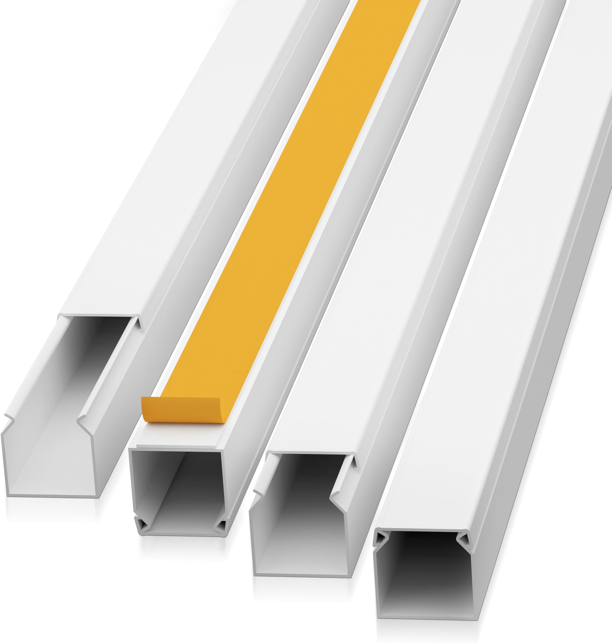 Kabelkanal Weiß Selbstklebend – 10 Stück, Je 40cm (30x15mm) | Für TV, PC, Schreibtisch
