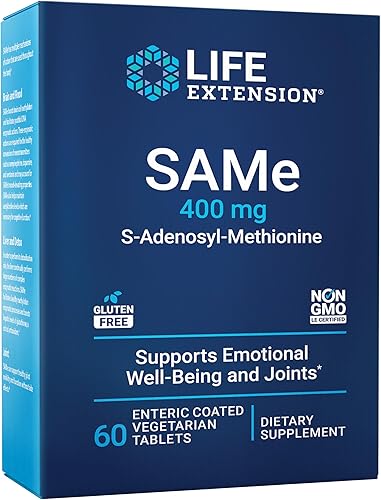 Life Extension Mismos 400 mg (S-adenosil-metionina) - Suplemento para apoyo articular e hígado - Sin OMG, sin gluten, 60 unidades