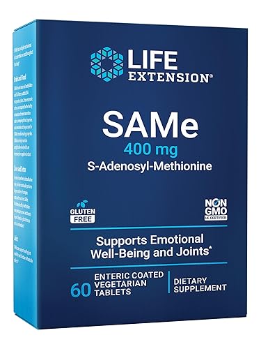 Extensión de Vida Same 400mg (S-Adenosil-Metionina) - Suplemento para el Apoyo de Articulación y Hígado - No OGM, Sin Gluten, Tableta, 60 Unidades