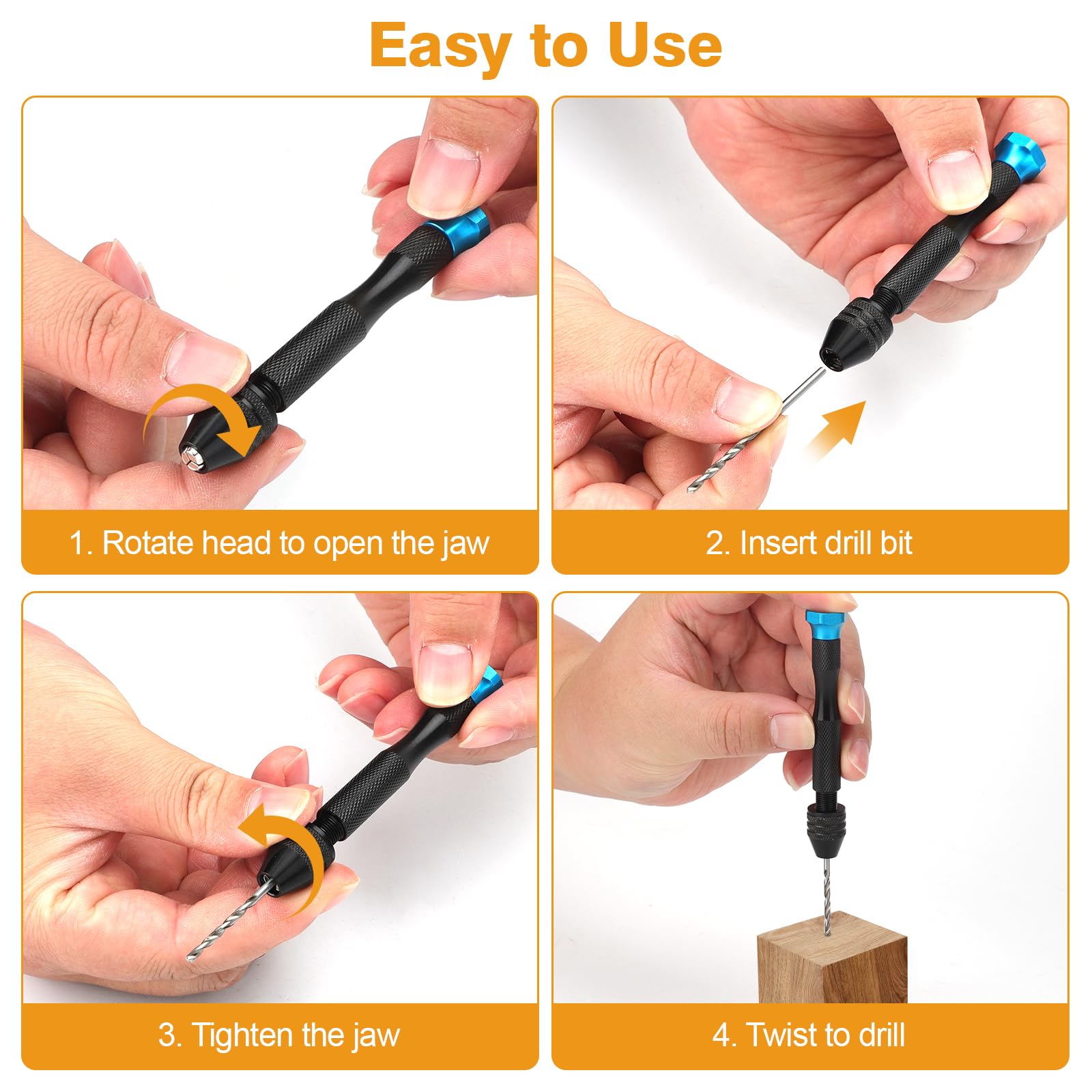 Mini Pin Vise Drill Set - 28 Bits for Jewelry & DIY -7