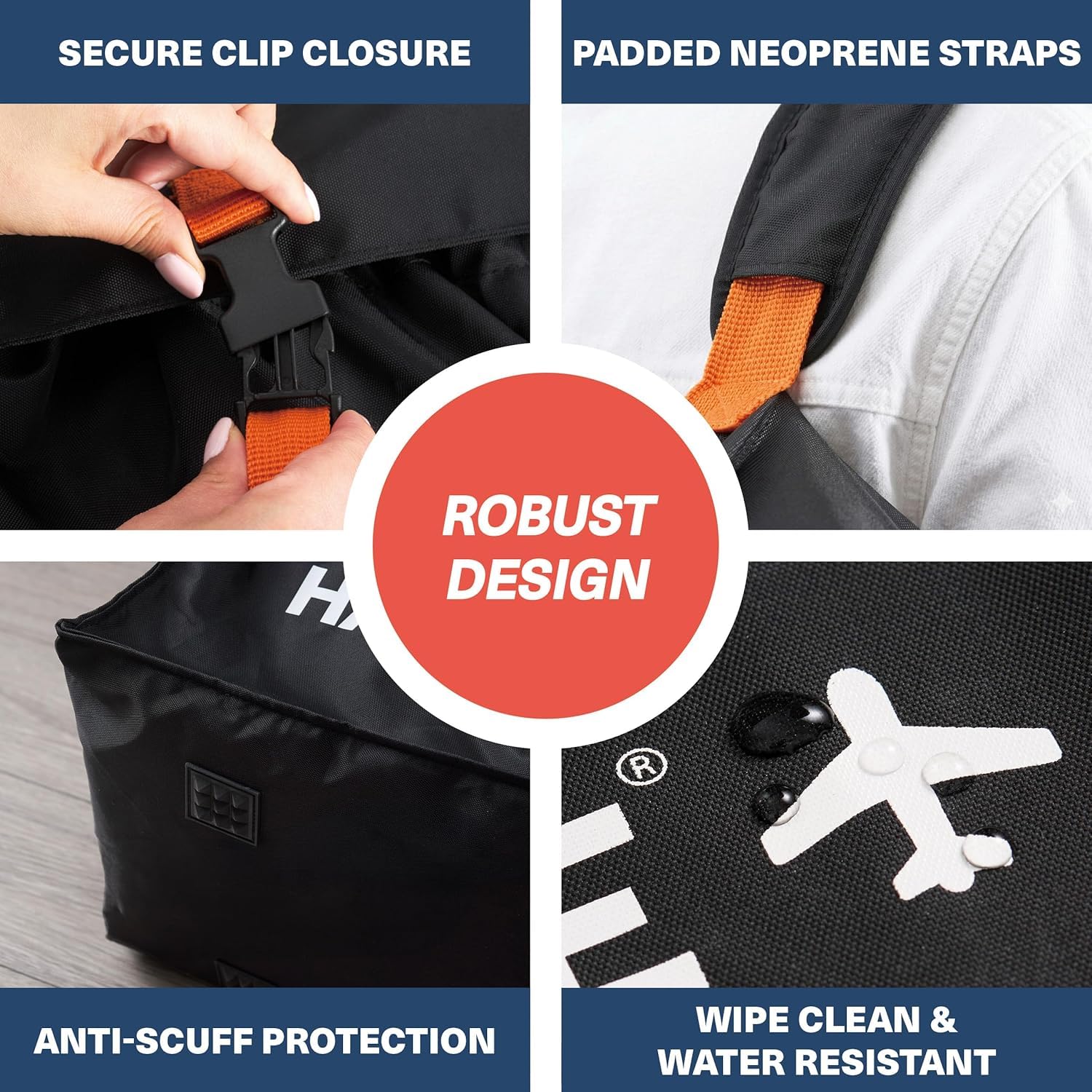 Bramble - Borsa da Trasporto Passeggino Gemellare XL per Aereo Gate Check - Nylon Balistico Idrorepellente con Spallacci Neoprene, Sacca & Finestra ID - 100 x 65 x 40 cm (Nero)