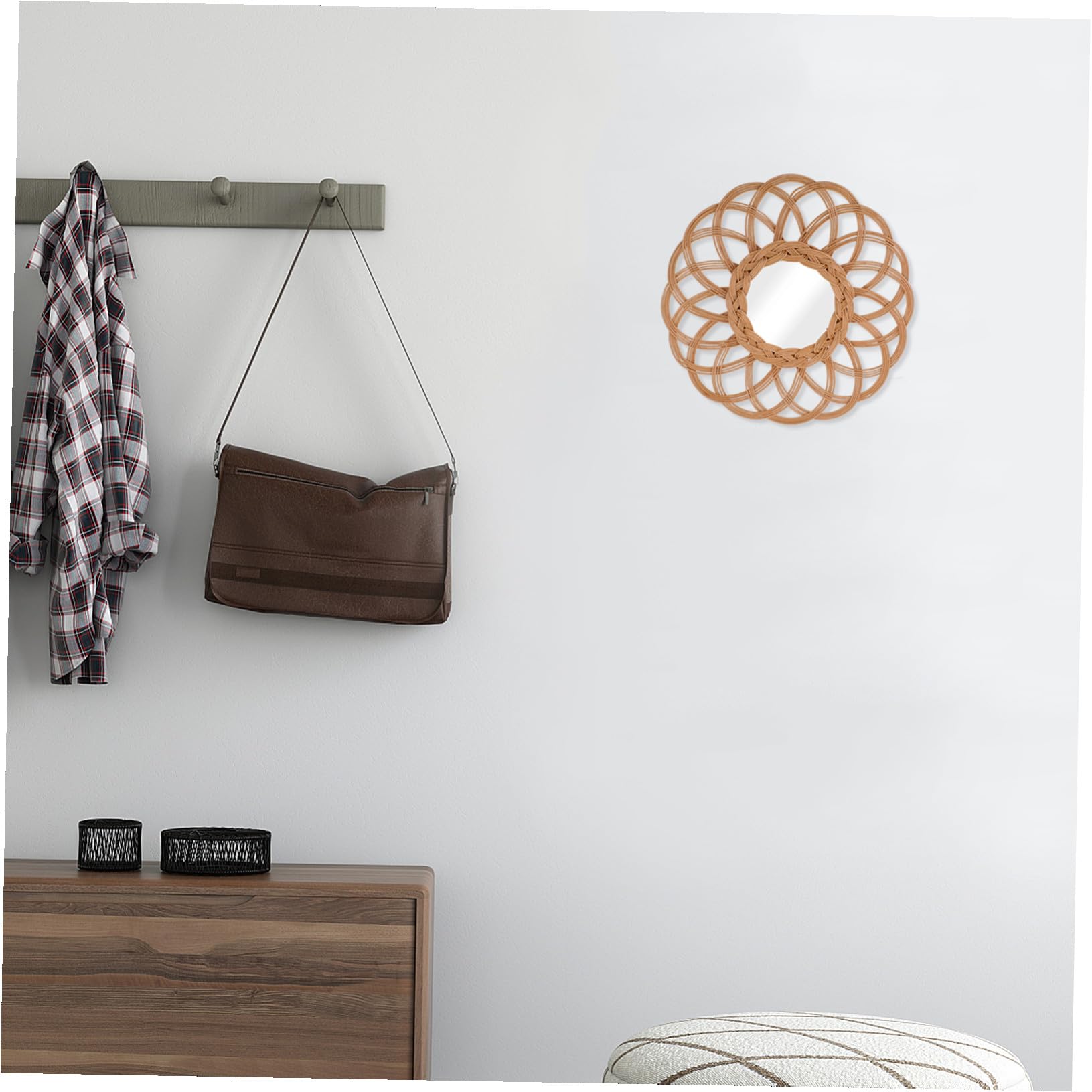 da Parete in Vimini Mano Decorativo Bohemien per Camera da e Nursery Sospeso in Rattan Design Originale per Decorazioni Rustiche