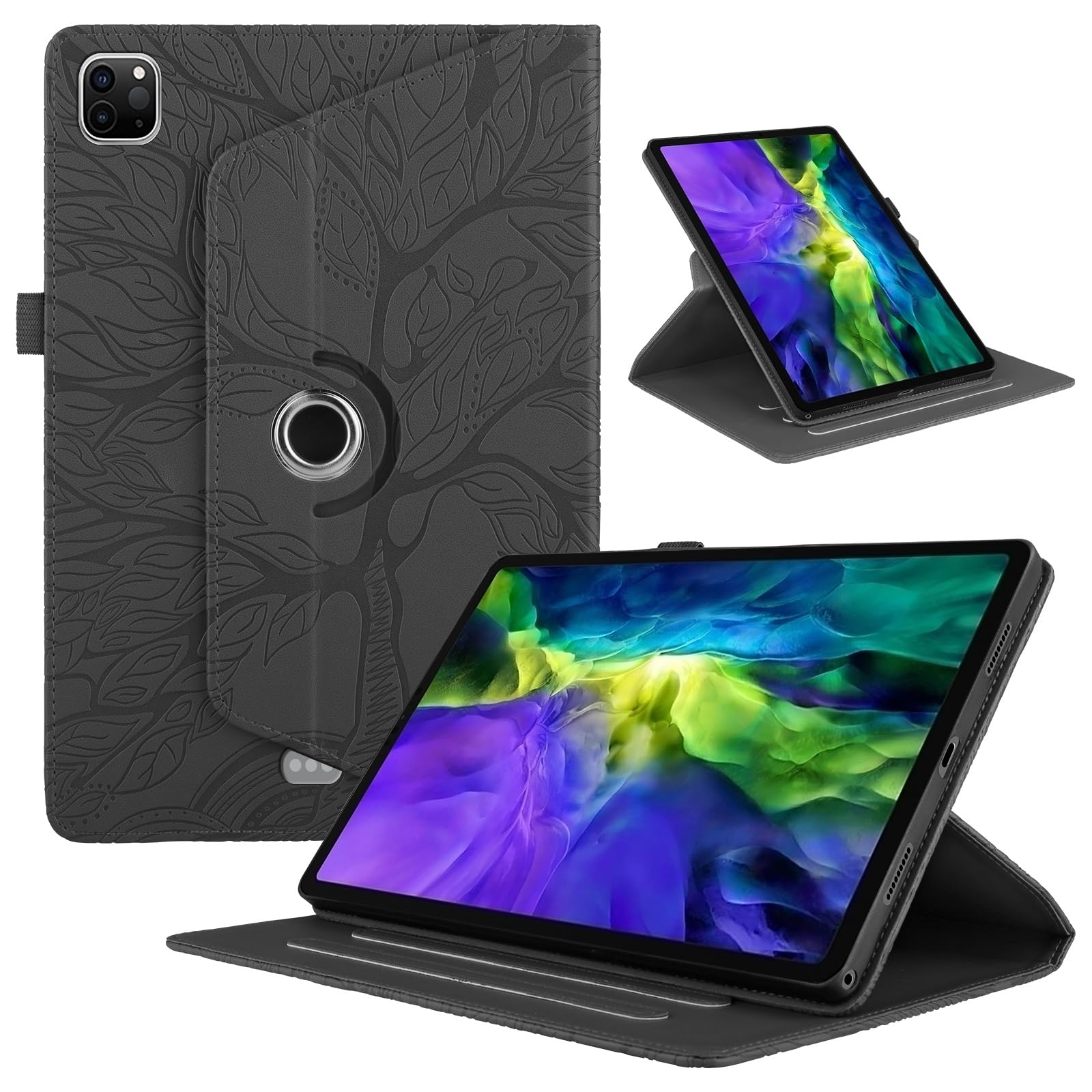 Funda para Samsung Galaxy Tab S9/ S8/ S7 11" (SM-X710/X700/T870) PU Cuero Tablets Protectora Cover 360°Carcasa Giratoria de ángulo Múltiple Stand Función Tablets Funda,Rojo Árboles — view 81