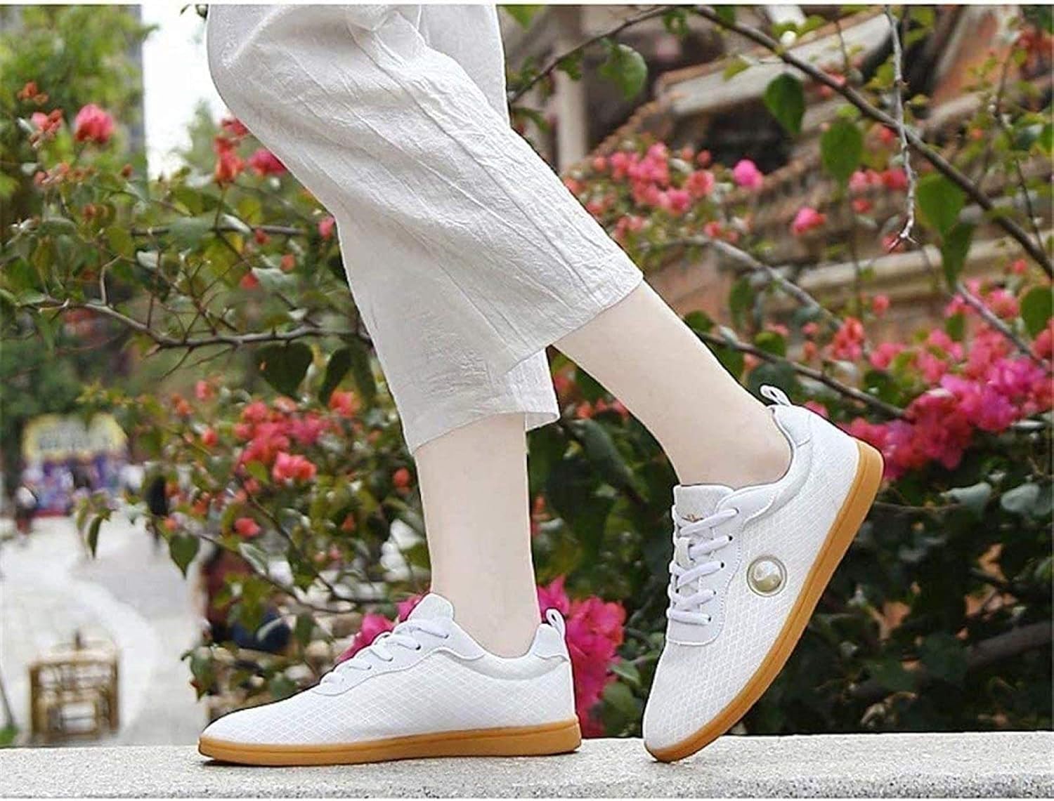 RDJSHOP Martial Arts Tai Chi Shoes Unisex Breathable Kung Fu Shoes Rubber Sole Sneakers for Adults and Children,White-9