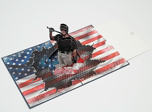 Miniatura 3 de PQDGlobal Tarjeta emergente 3D de jugador de béisbol, arte de papel y artesanía, tarjeta de felicitación, cumpleaños, aniversario, Navidad, tarjeta