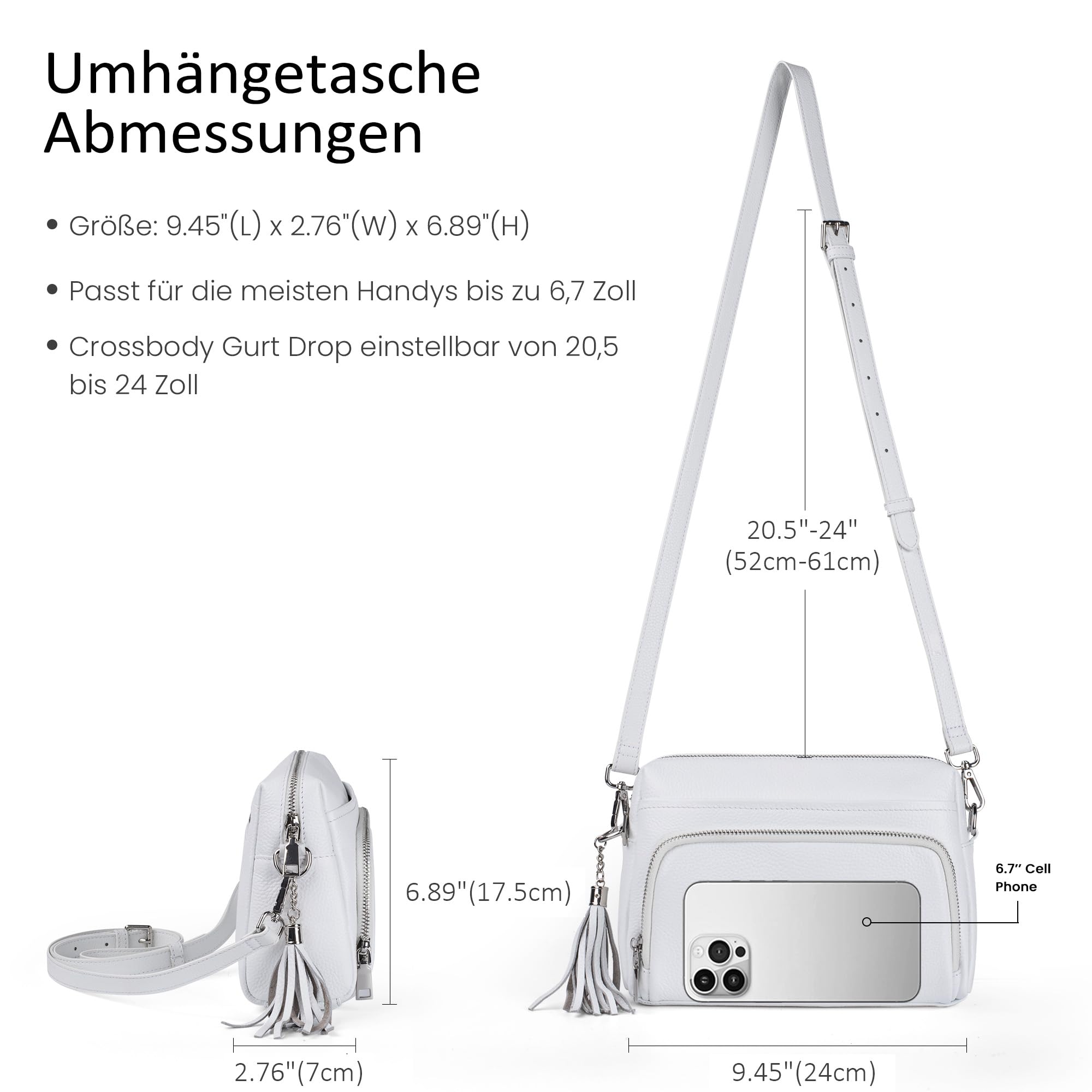 befen Echtleder Handtasche Damen Klein RFID-Blockierung Umhängetasche Leder | Crossbody Bag Leder Schultertasche Damen mit Integrierter Brieftasche, Handytasche zum Umhängen