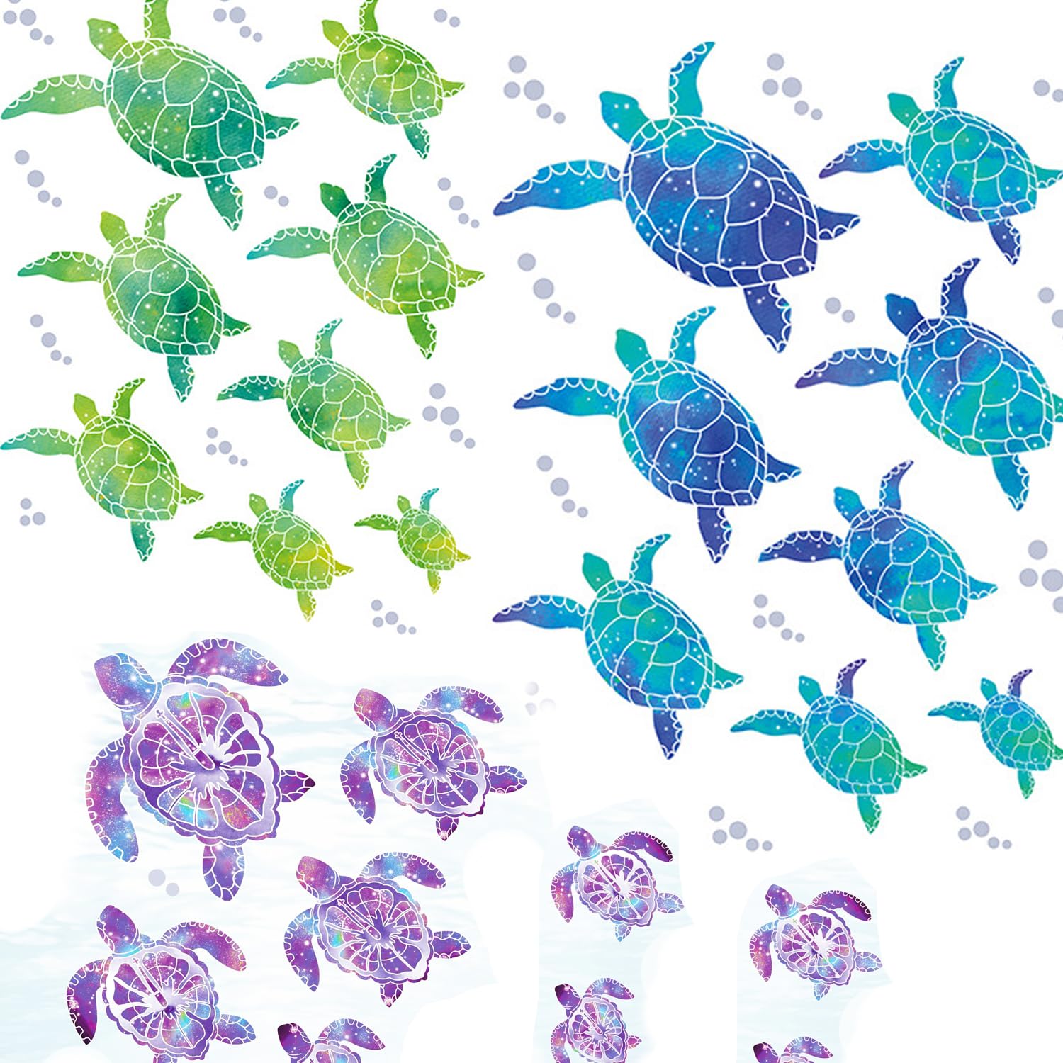 PERSENTU 25pcs Turtle Wall Stickers Bathroom Wall Stickeres Turtles Vinyl Wall Stickeres Waterproof Turtles Bubble Decals Turtle Tile Stickers for Kids Room Decoration Kindergarten Aquarium