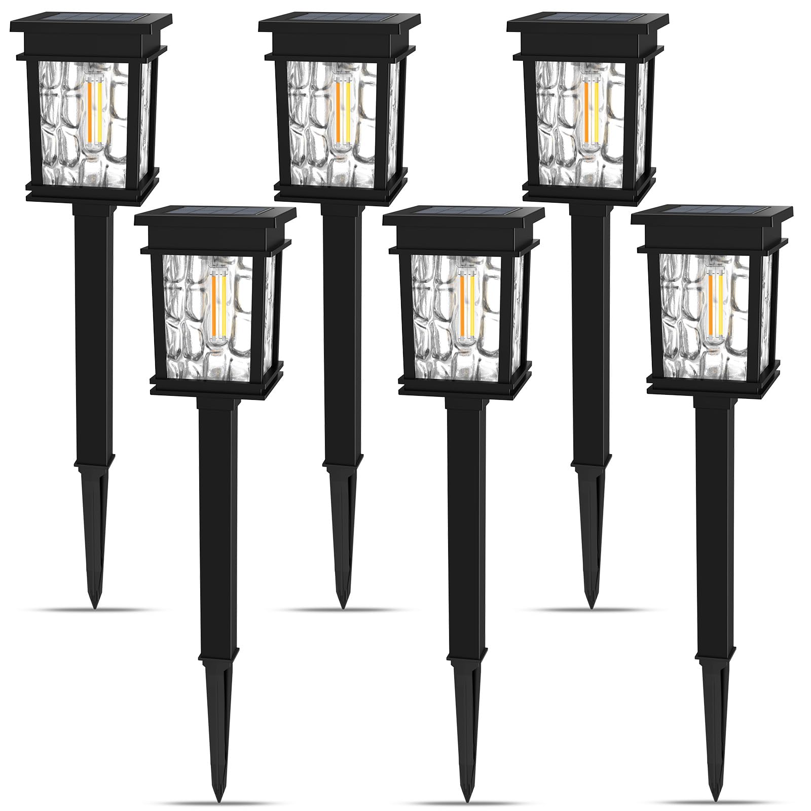 XMCOSY Solar Pathway Lights Outdoor Adjustable Warm Cool White 50 Lumens Bright Garden Lights 6 Pack IP65 Waterproof