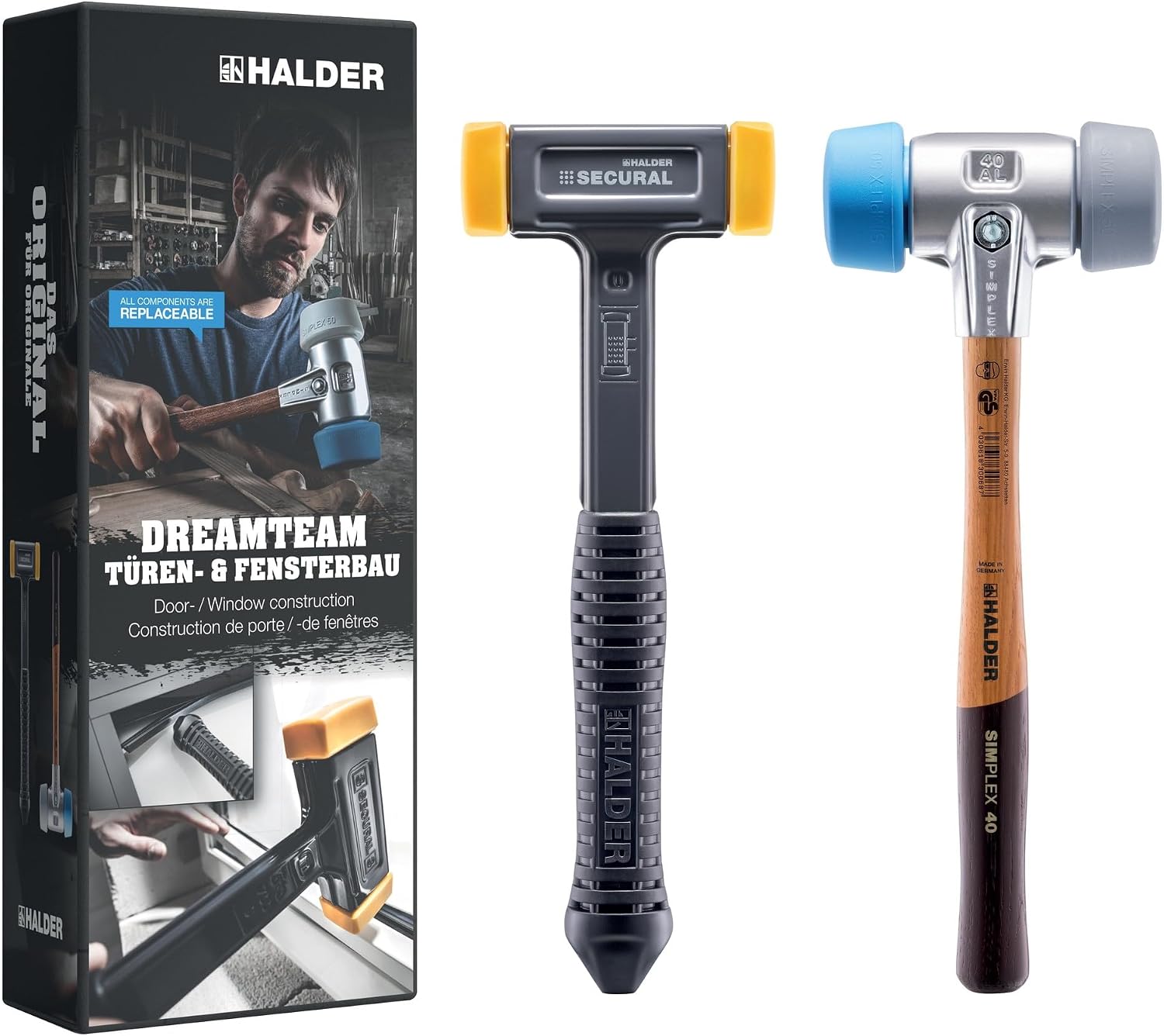 HALDER Dreamteam 3113s003 Action Box Door and Window Construction Simplex Soft Hammer 5040 TPE Soft / TPE Mid and Secure Plus Hammer