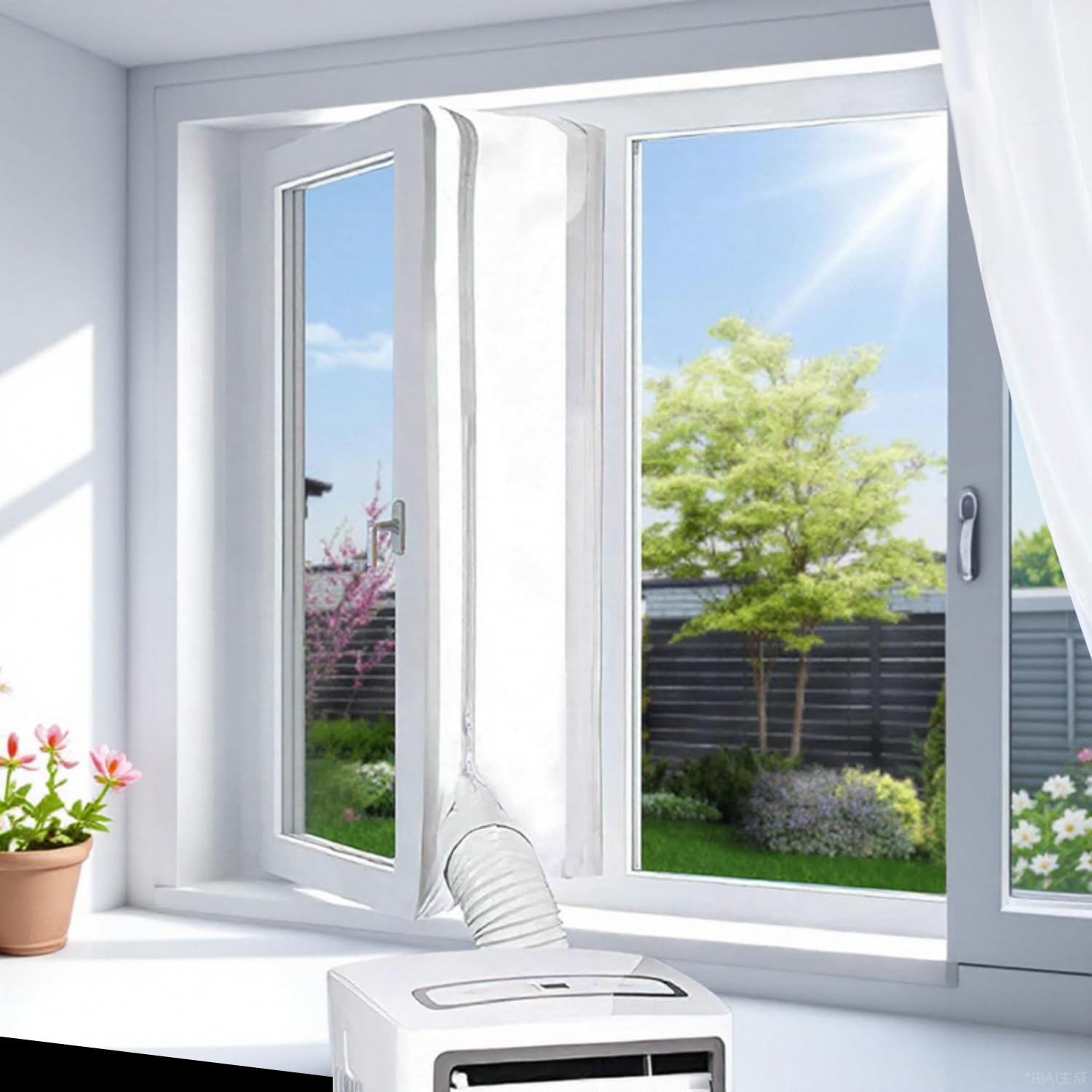 Kit de ventana para aire acondicionado portátil con componentes compactos de fácil montaje 3