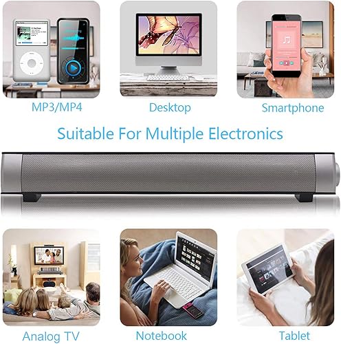 Miniatura 6 de TOPROAD Altavoz Bluetooth, altavoz inalámbrico portátil, altavoz alimentado por USB con sonido HD fuerte, Bluetooth 5.0, micrófono integrado, para