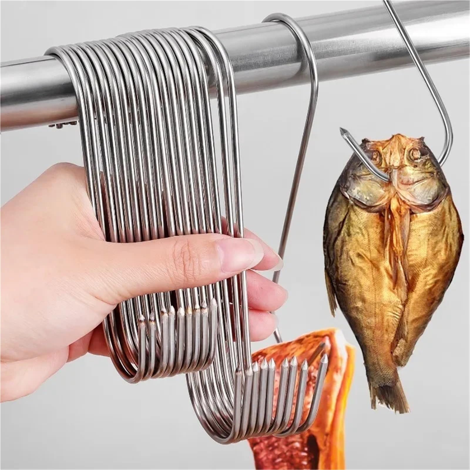 100 ganchos en forma de S acero inoxidable con punta afilada for colgar carne cocina, carnicería, barbacoa y utensilios repostería para Procesamiento de Carne(15CM)