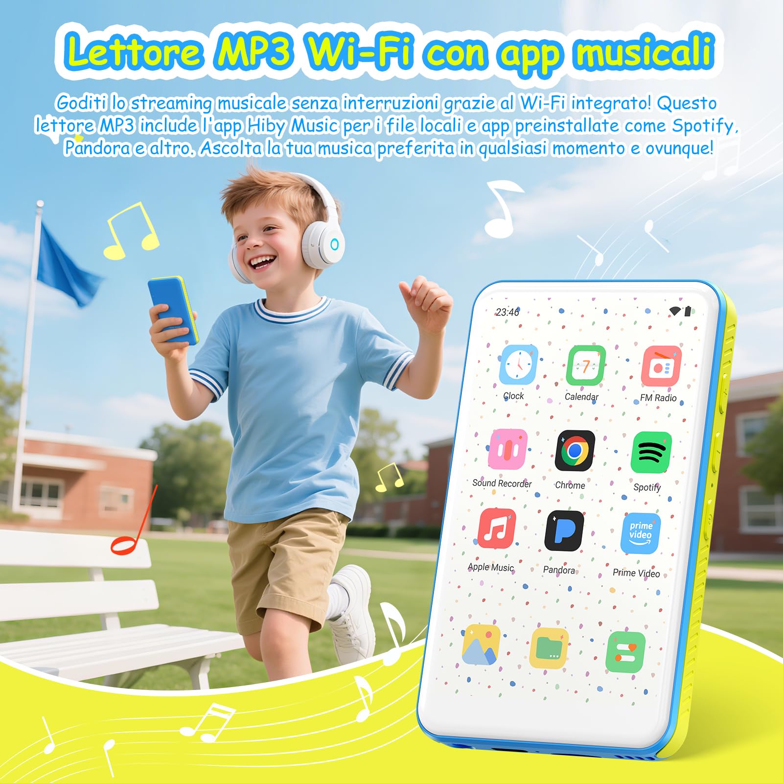 Lettore MP3 da 132 GB con Bluetooth e WiFi, joliker Mp3 e Mp4 Musicale Lettore con Altoparlante, Lettore Schermo Tattile da 4.0 pollici, MP3 Android con Spotify, Audible, Deezer, Pandora, Play Store