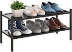 BMOSU 2-Tier Rangement de étagère de chaussures empilables Premium Rack de bambou pour hall d'entrée du salon Organisateur (Natural)