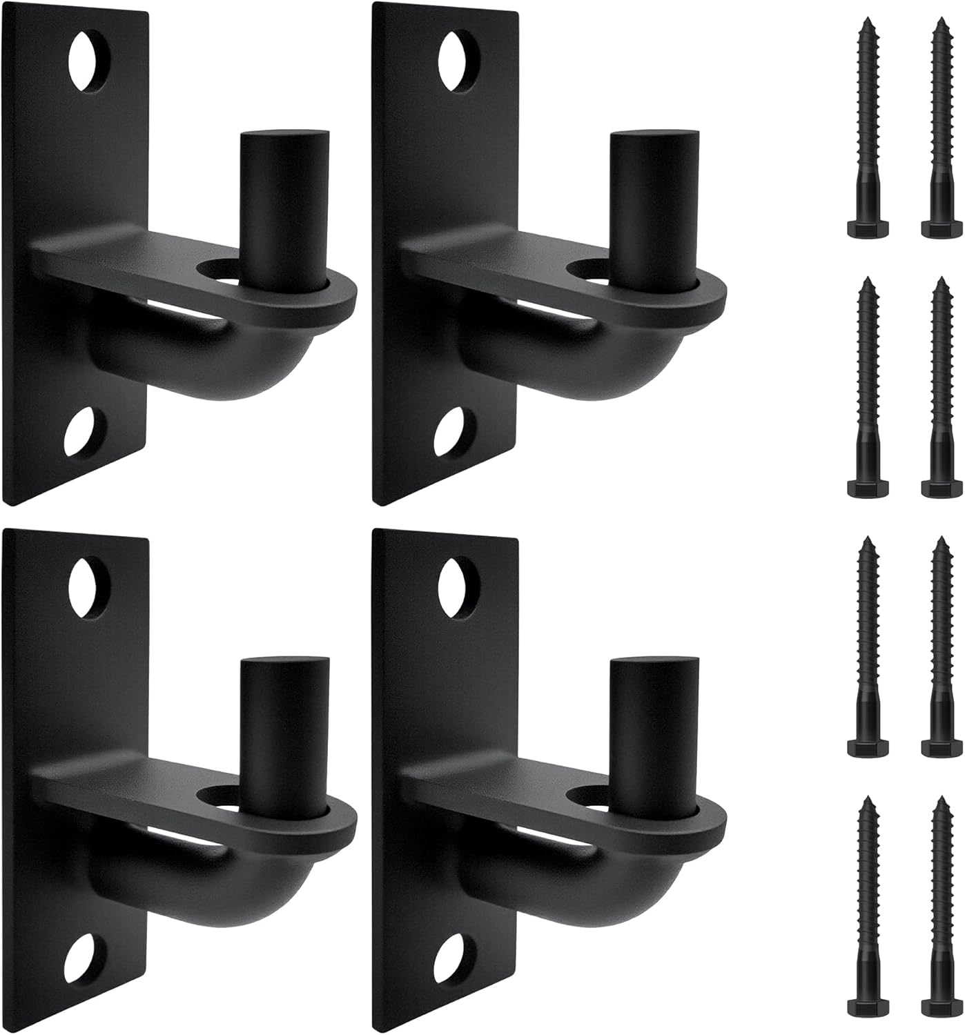 Heavy Duty Wall Mount Gate Hinge - Adjustable Fence Gate Hinges with 5/8 Hinge Pin for Chain Link Gates, Rust-Resistant Steel Design (Black, 4 Pack)