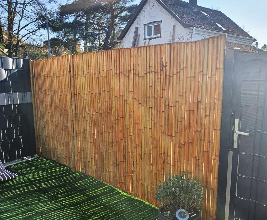 Bambusmatte Sichtschutzmatte Bali Big 120 x 200cm aus dicken Bambusrohren  mit 3,5 bis 5cm Durchmesser - Bambus Rollzaun 1,2m x 2m : Amazon.de: Garten