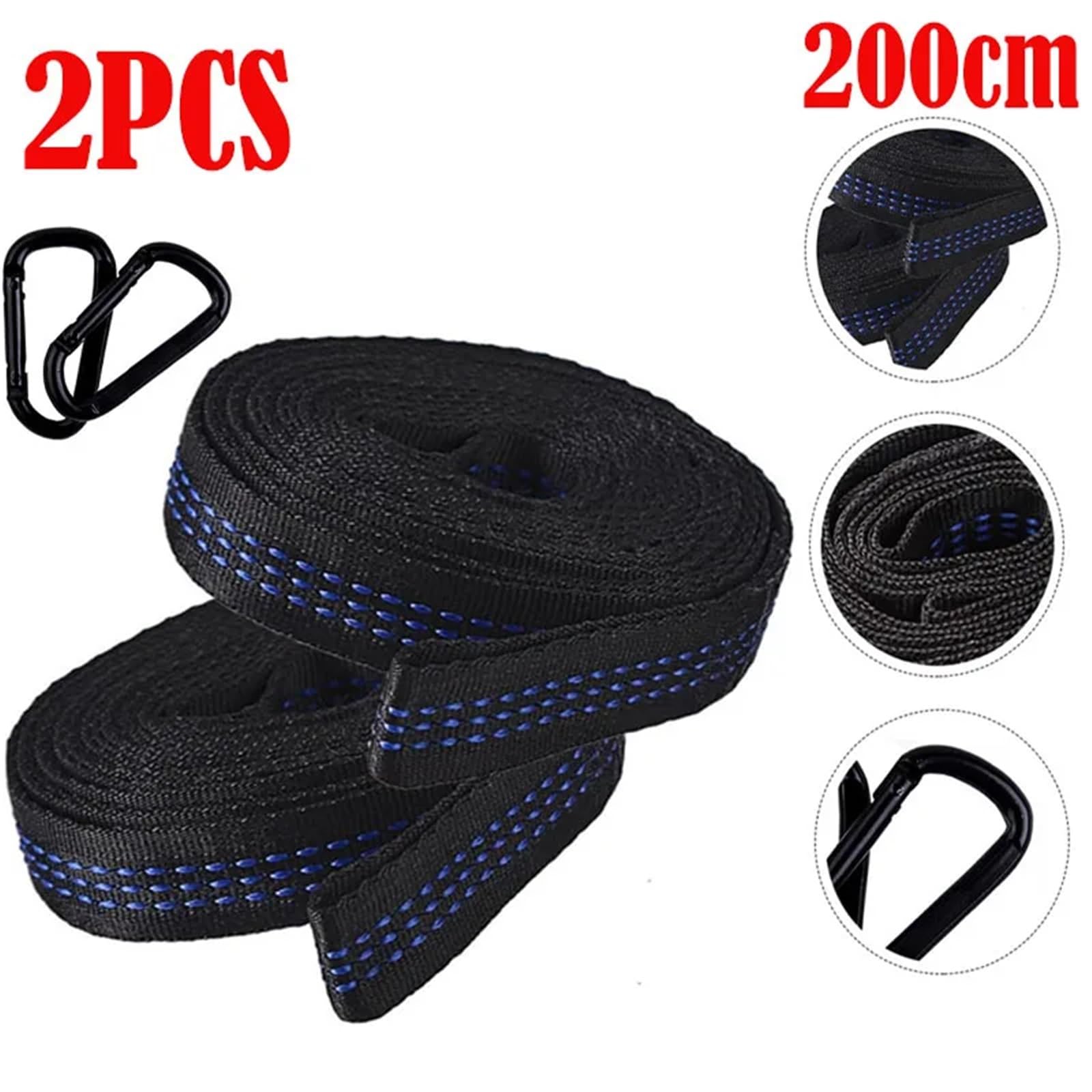 Cinghie in Poliestere 2 Pezzi 5 Anelli spinati ad Alto carico Nero Cinghie for Amaca da Campeggio all'aperto for rinforzate per Altalena(Blue with Buckles)