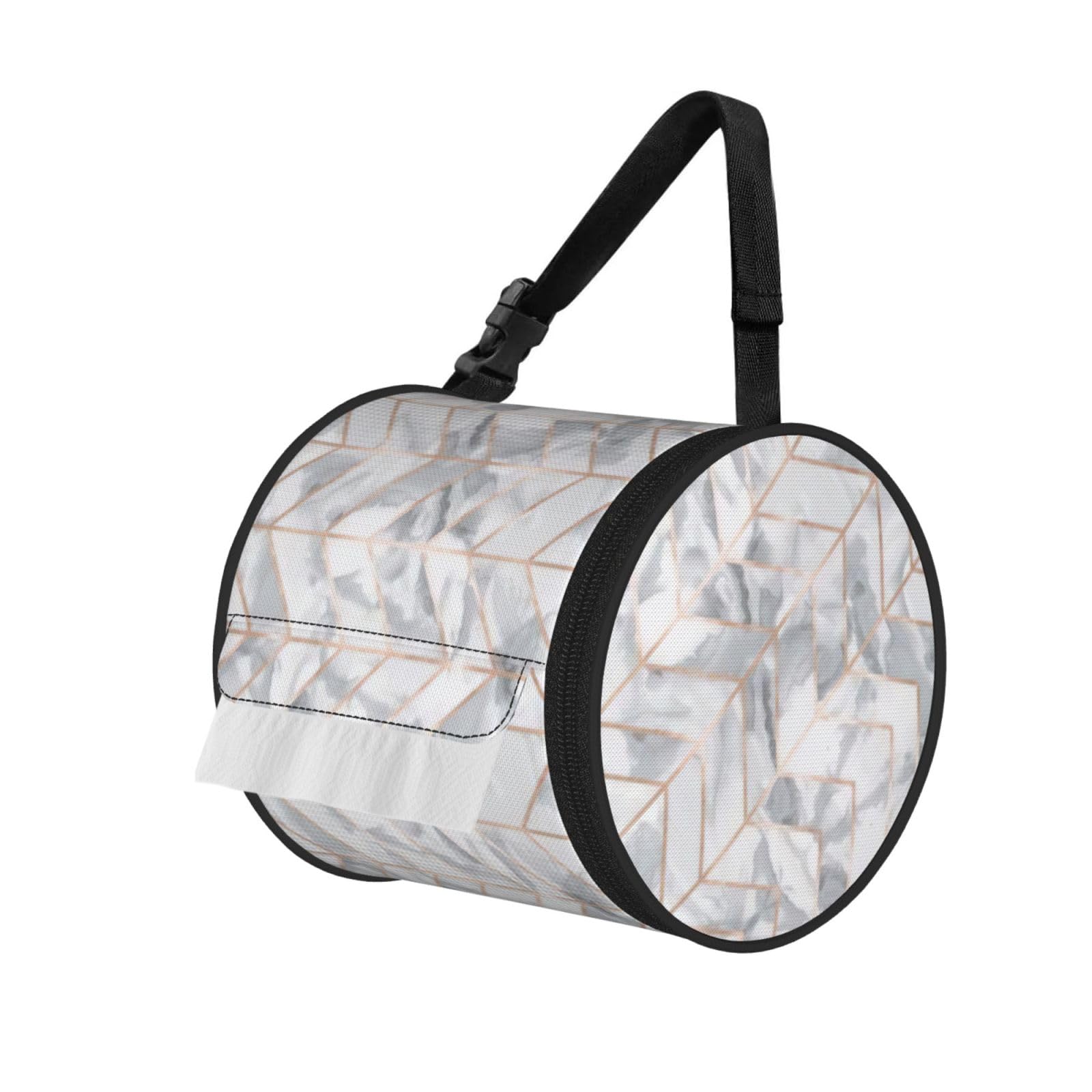 rose gold marble design background Printed Roll Paper Carrier Bag, Foldable Oxford Cloth Tissue Case for Camping Hiking Backpack
