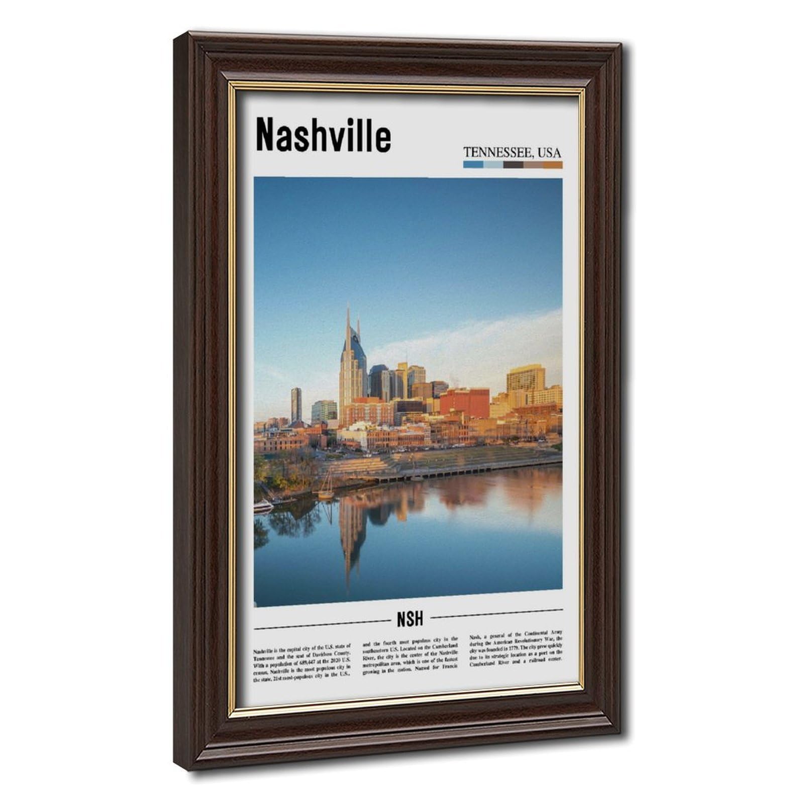 Wcyb Mokume Gane Frame Nashville Tennessee Usa(1) America Landscape Travel Prints Posters Canvas Deco Paintings Wall Art For Office Hangable Frame 12" L X 18" W