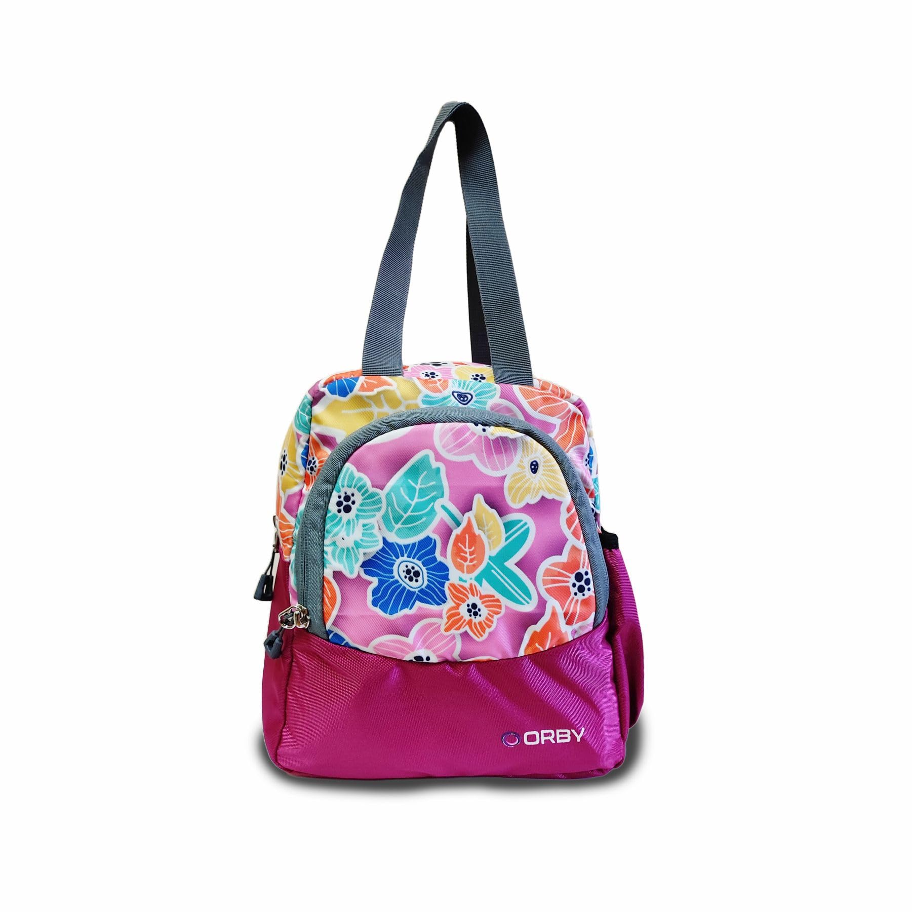 ORBY Lunch Bag with Front Pockets & Bottle Holder | Zipper & Sturdy Stitching | Water Repellent| Spacious Tiffin Bag, Lunch Bag, Multipurpose Storage Bag (Flower, Violet) (B0D9Y59VZ3) Amazon Price History, Amazon Price Tracker