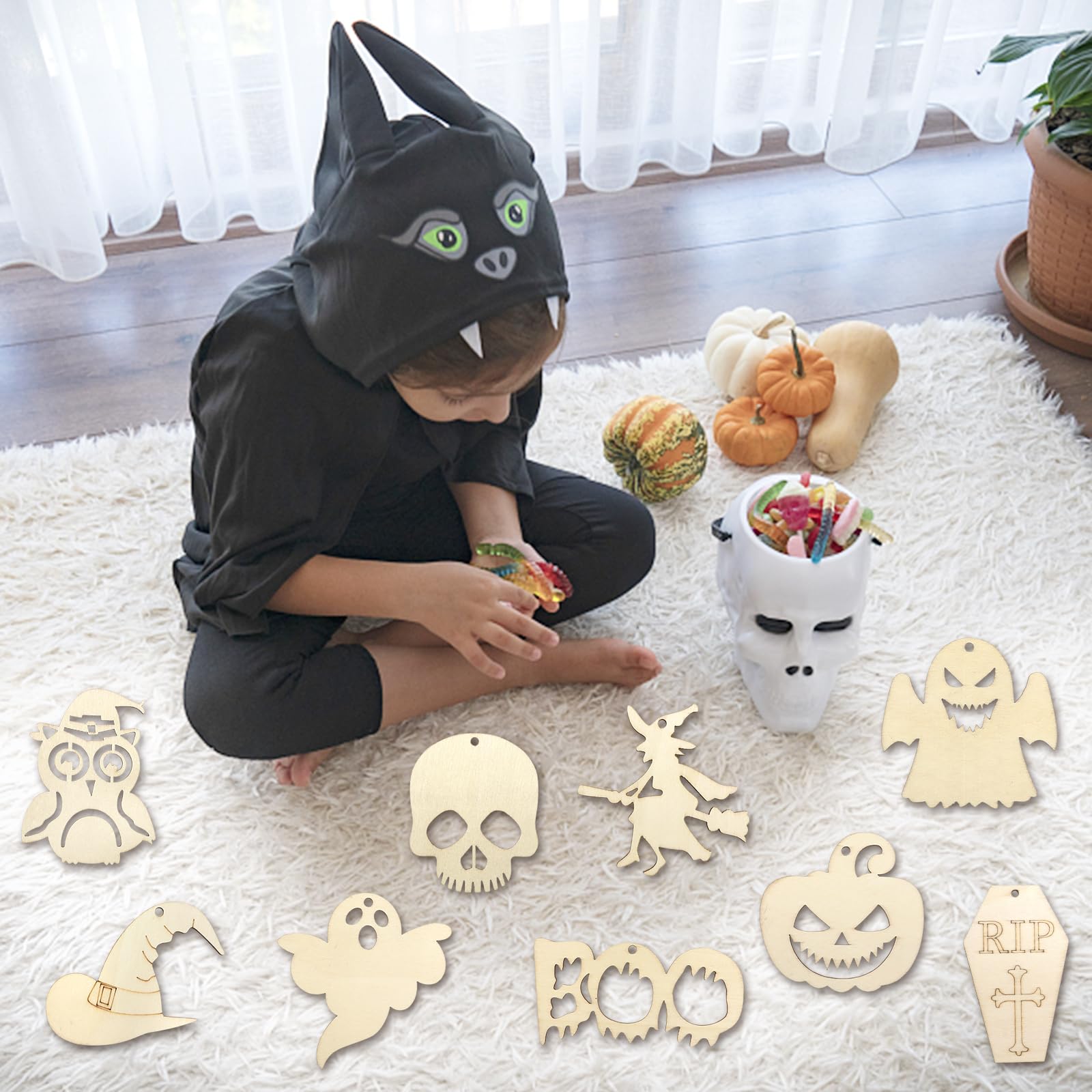 6 Halloween Häuser Bastelset - Mit Lichterketten & Farben Für Kinder