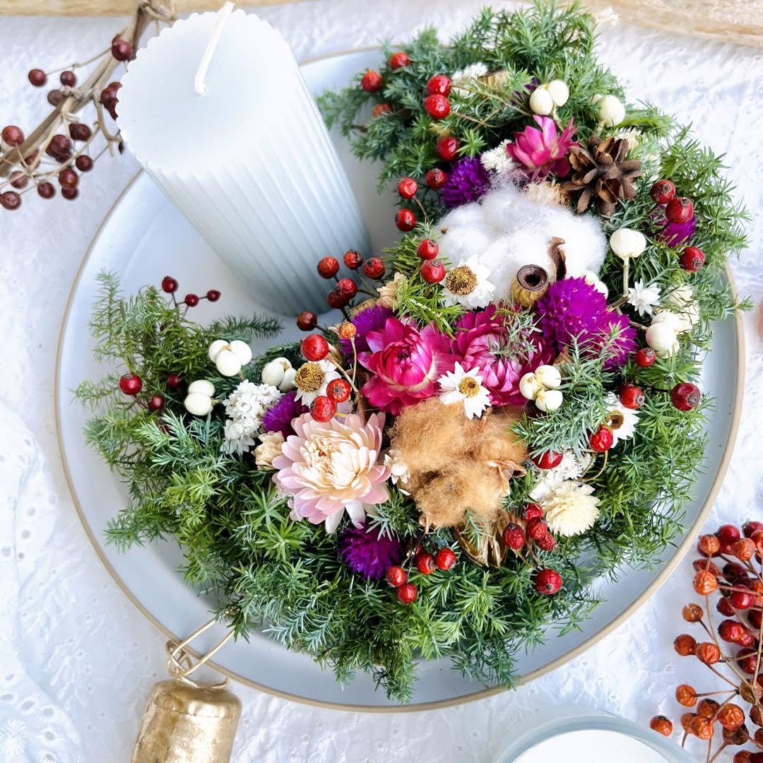 クリスマスリース 三日月リース キャンドルリース お正月リース