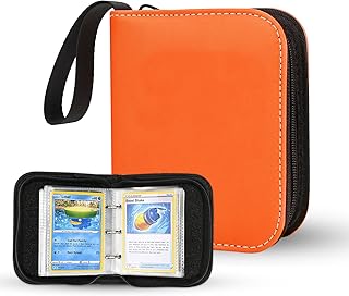 Linkinbot 2-Pocket Trading Card Binder for TCG cards, Hold 80 Cards with 40 removable sleeves, One Card Size Collectible Trading Card Albums (ORANGE)