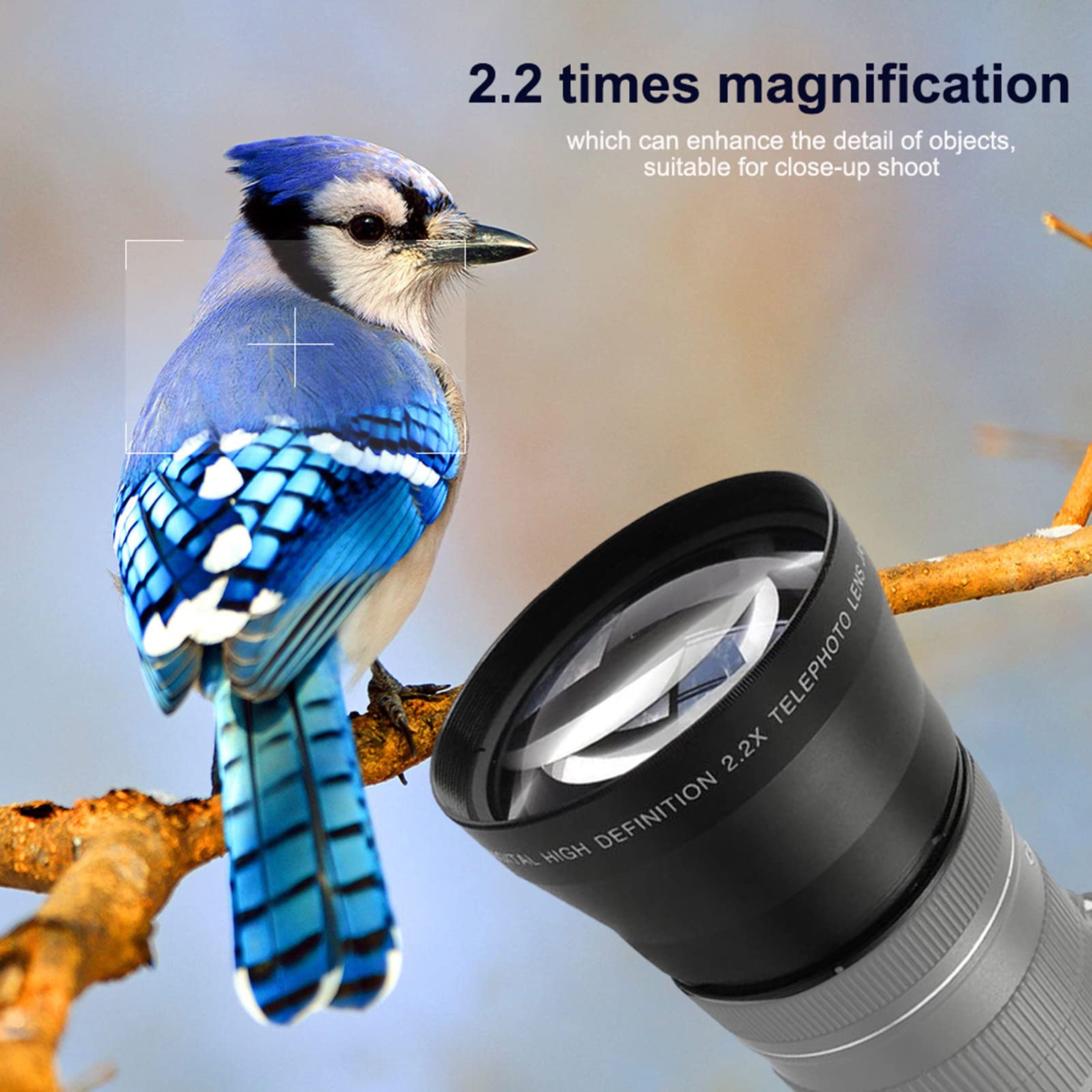 EBTOOLS Camera Lens Extender, 67 mm 2.2X Teleconverter Teleconverter Universal voor SLR-camera's en digitale camera's