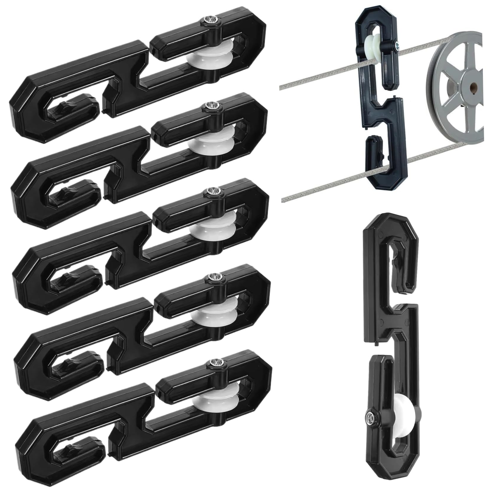 Lcarege 6PCS Clothes Line Pulley, S-Shaped Laundry Line Separator Spreader Pulley, Nylon Clothesline Tightener for Long Clothesline and Heavy Loads