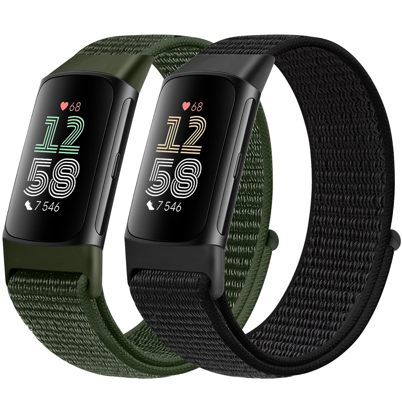 Runostrich Nylon Armband Kompatibel mit Fitbit Charge 6/Fitbit Charge 5 Armband Ersatzband Nylon Sport Loop Uhrenarmband für Fitbit Charge 6/Charge 5 Damen Herren