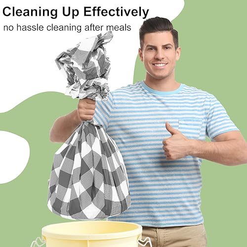 Vista 114 de Smiry Paquete de 10 Manteles Desechables de Cuadros Vichy Azules - 54" x 108" Mantel de Plástico de Servicio Pesado, Cubiertas de Mesa Impermeables