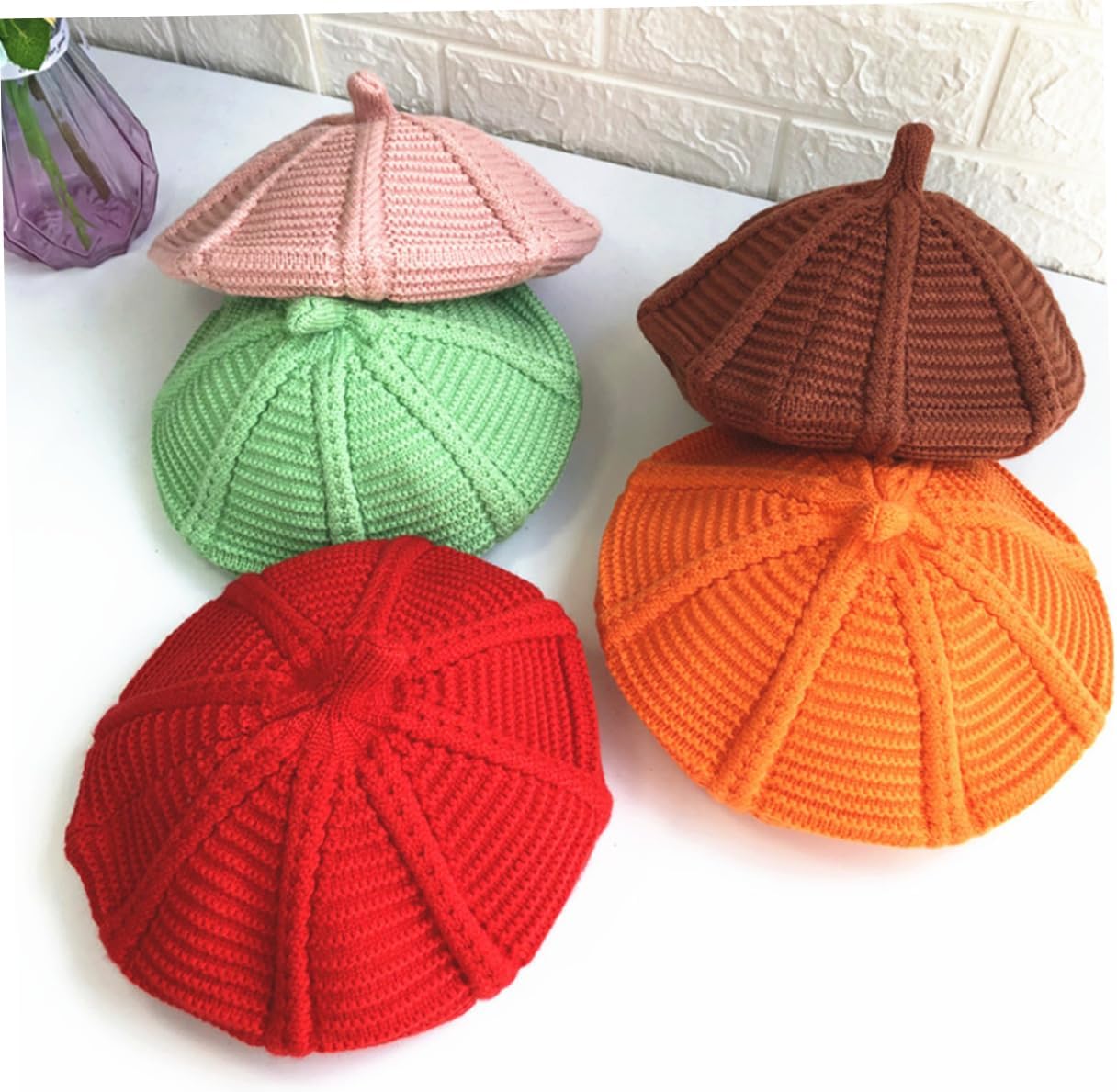 LIFKOME 3pcs Girls Boys and Girls Beret Wool Hat Weaving Beanie Hat for Toddlers Solid Beanies for Autumn Winter