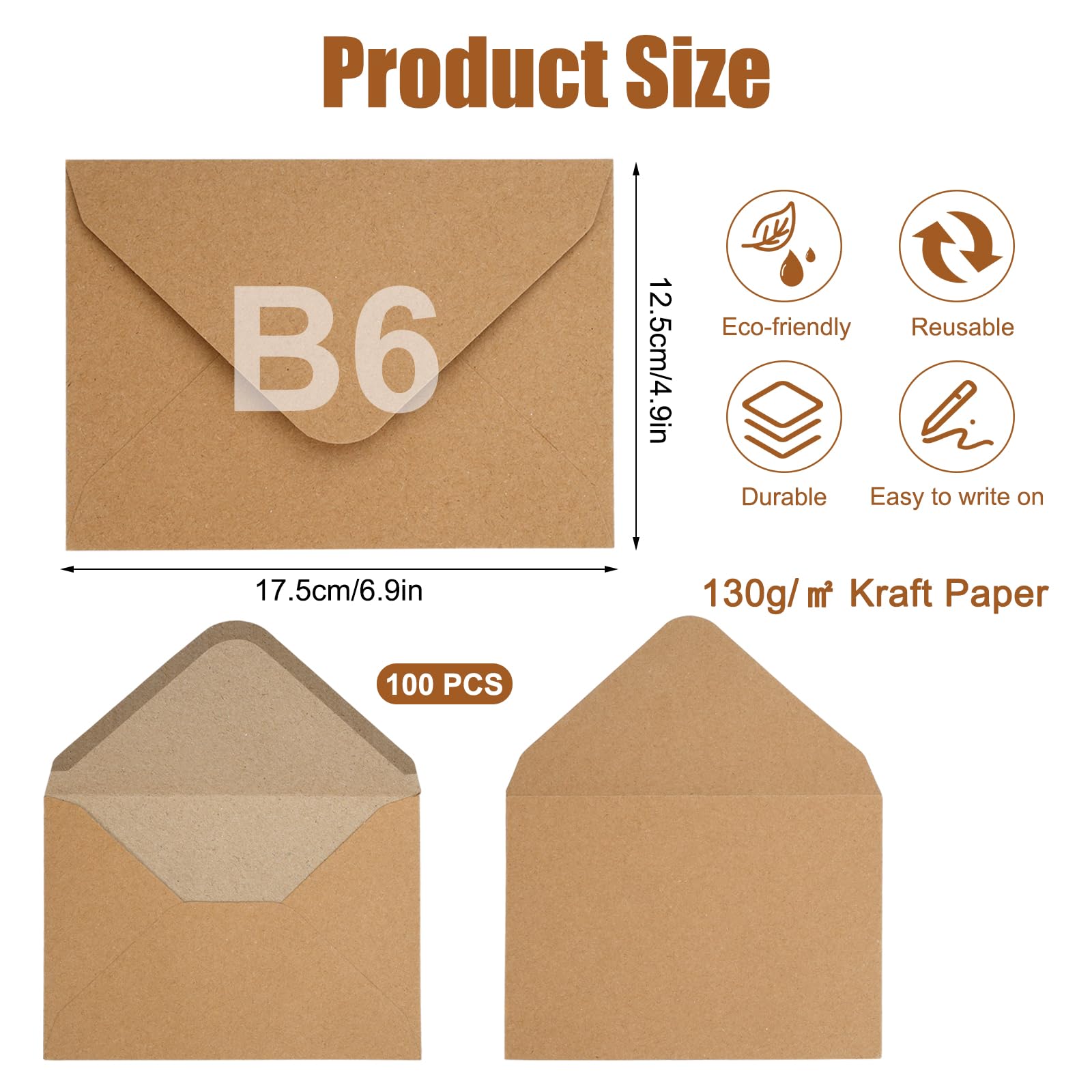 Buste Kraft DL 110x220mm - 50 Pezzi Carta Riciclata Per Lettere E Inviti - Foto 5