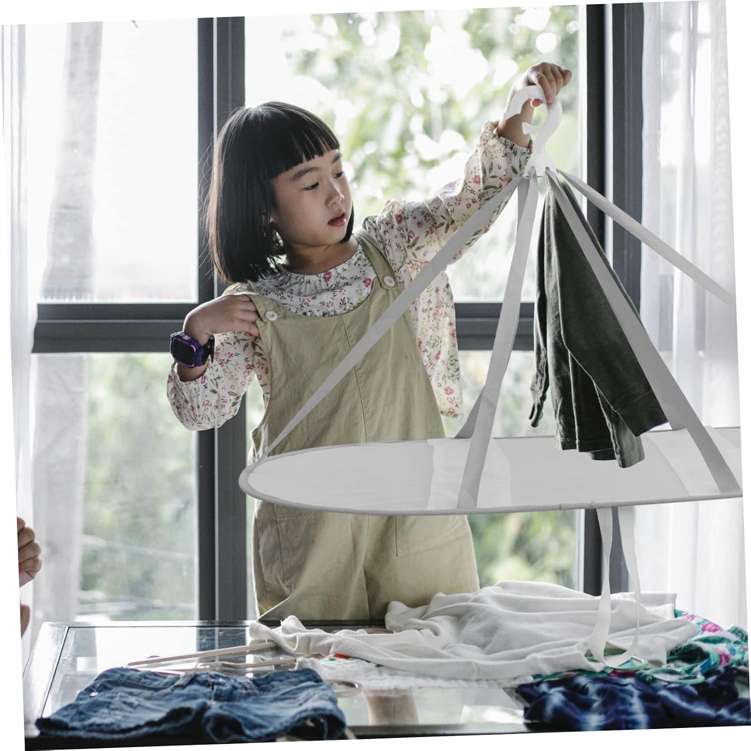 Folding Mesh Clothes Drying Rack, Monolayer Basket Rectangular